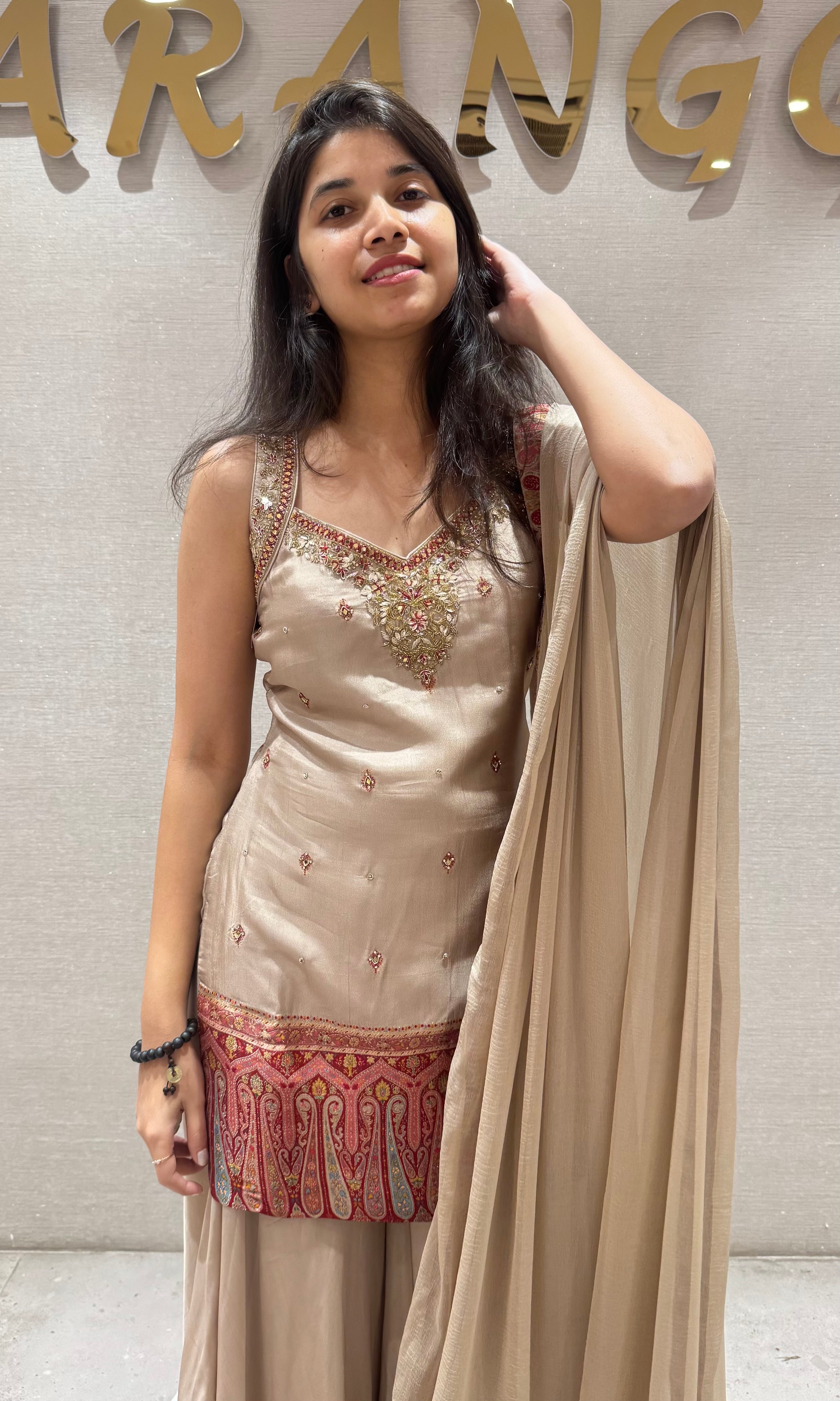 Cream EMBROIDERED SHARARA SET