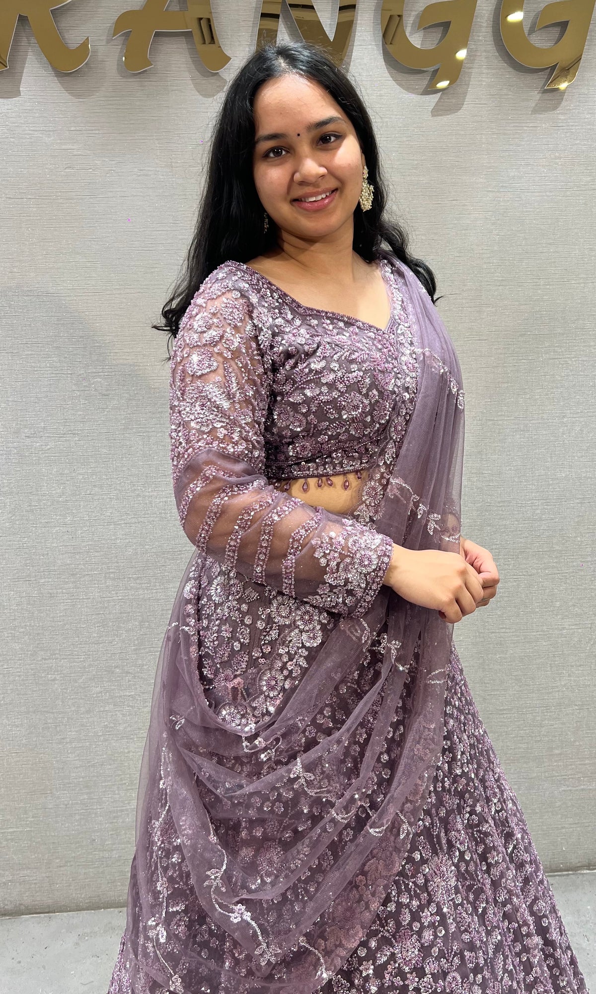 Lilac Floral Embellished Lehenga Set