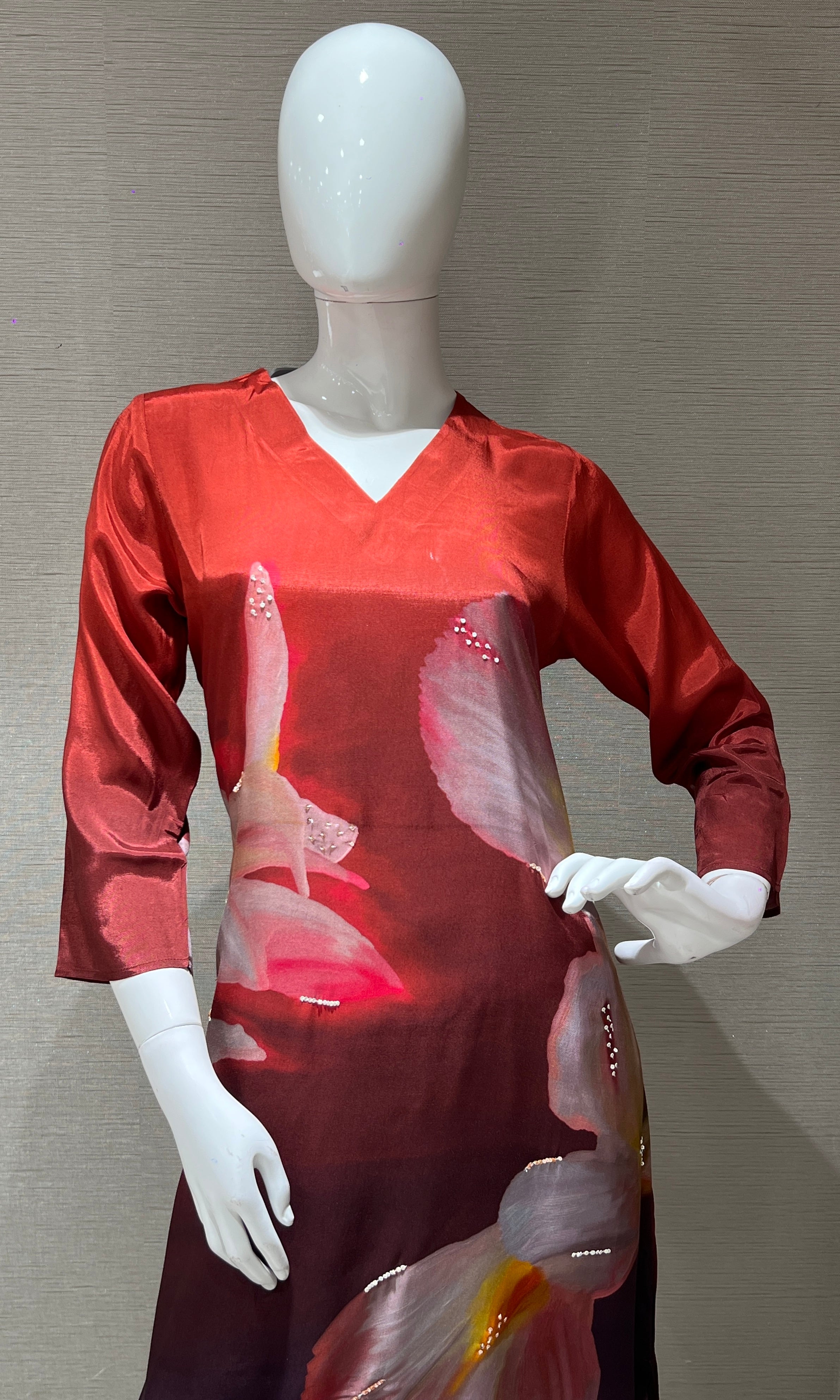 Rust Floral Print Cord Set