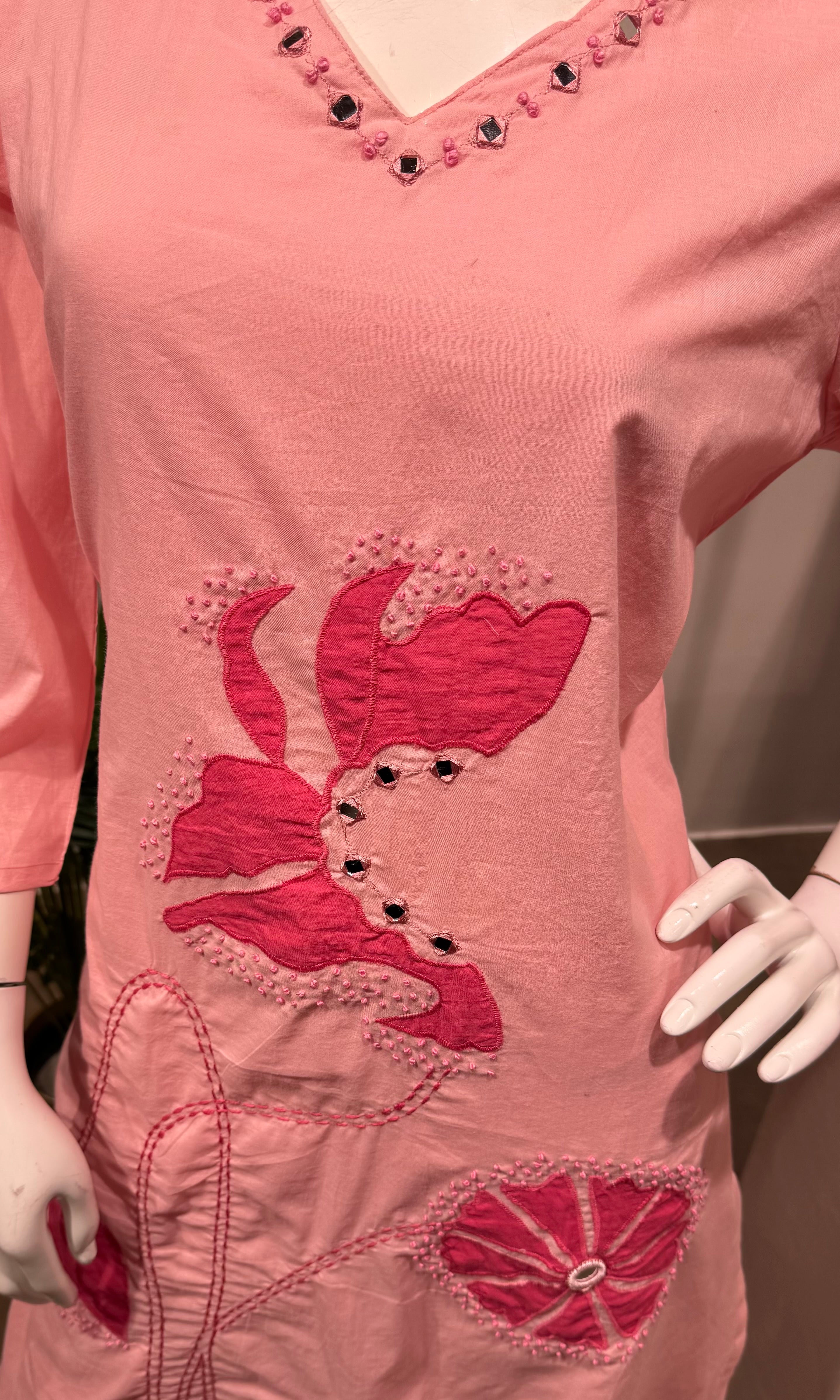 Baby pink floral kurta set