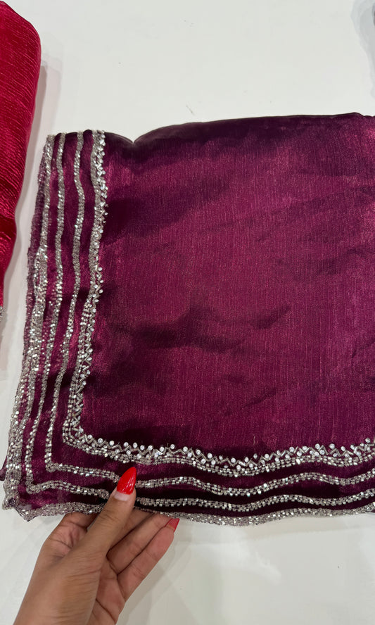 Wine maroon saree 7777