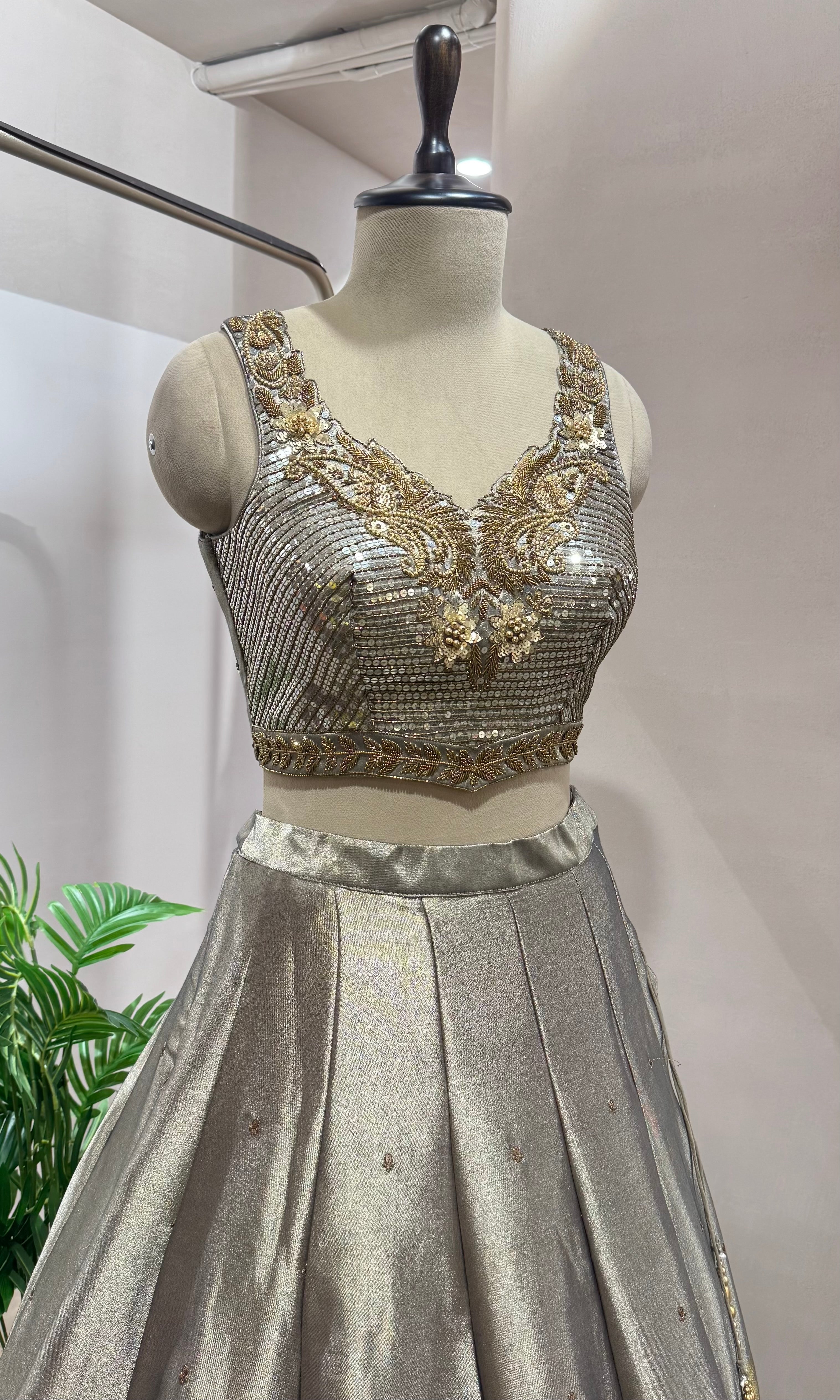 Copper gold Lehenga