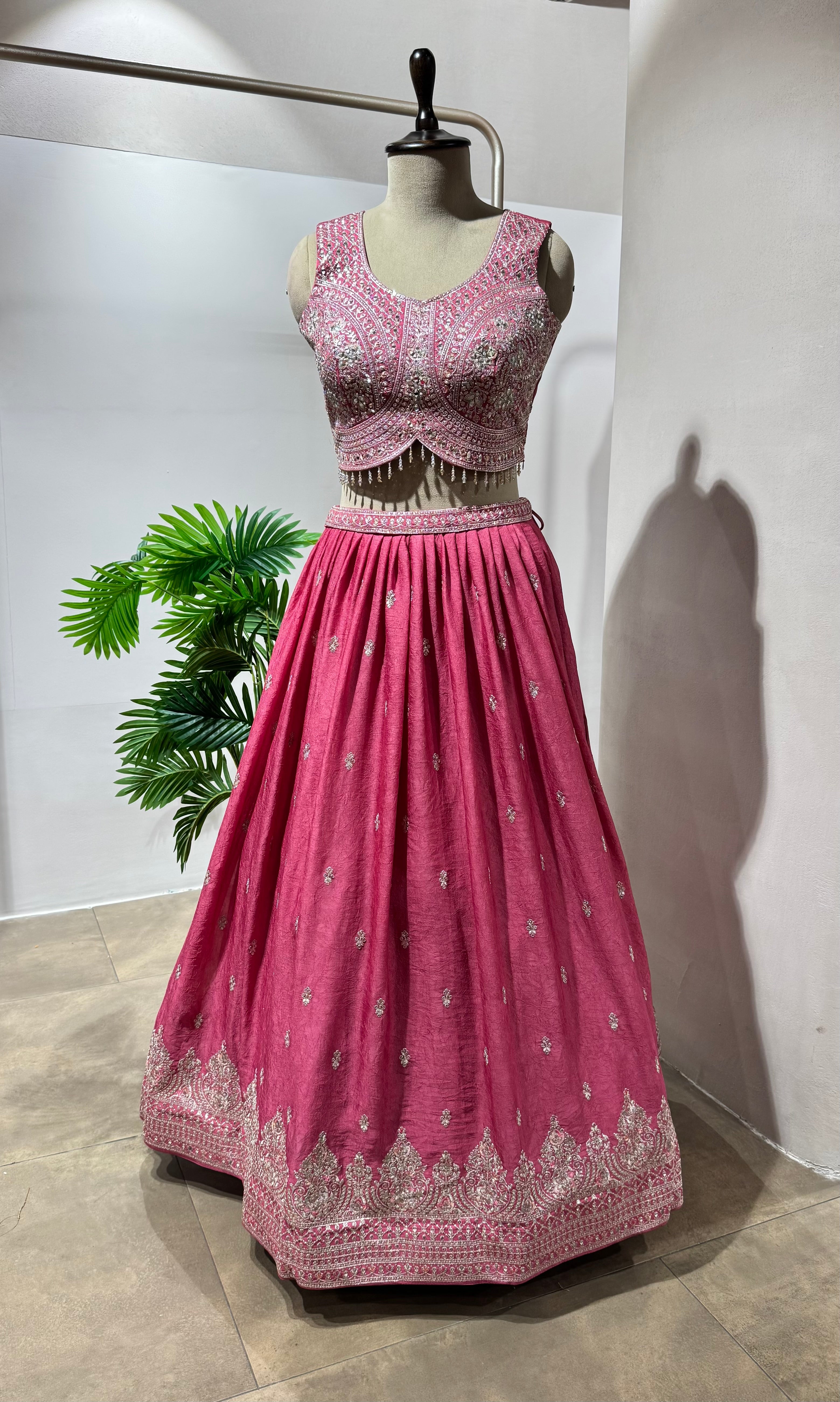 Onion pink EMBROIDERED LEHENGA SET