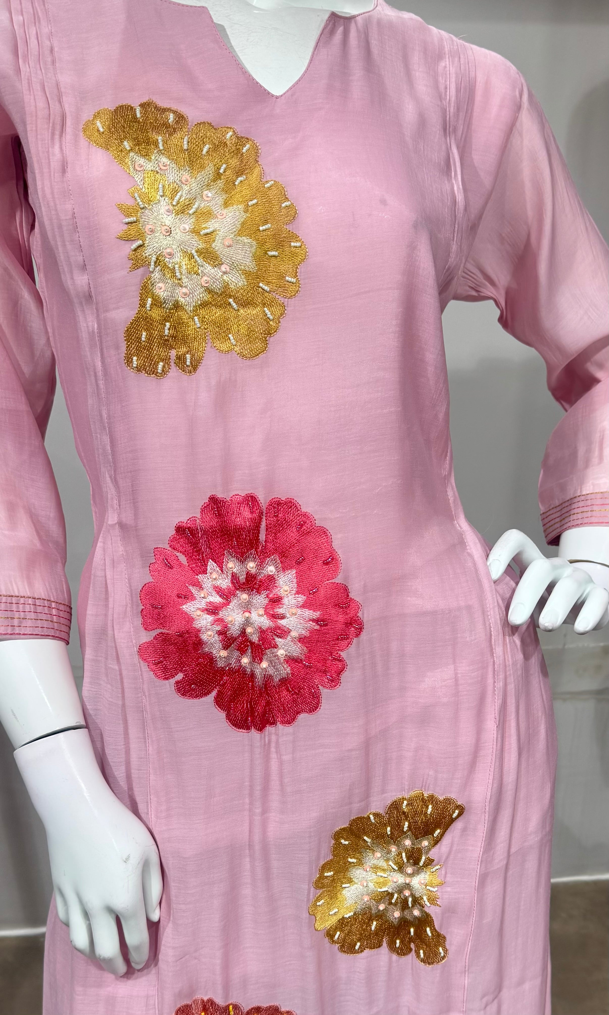 Pink Floral Printed Kurta Set