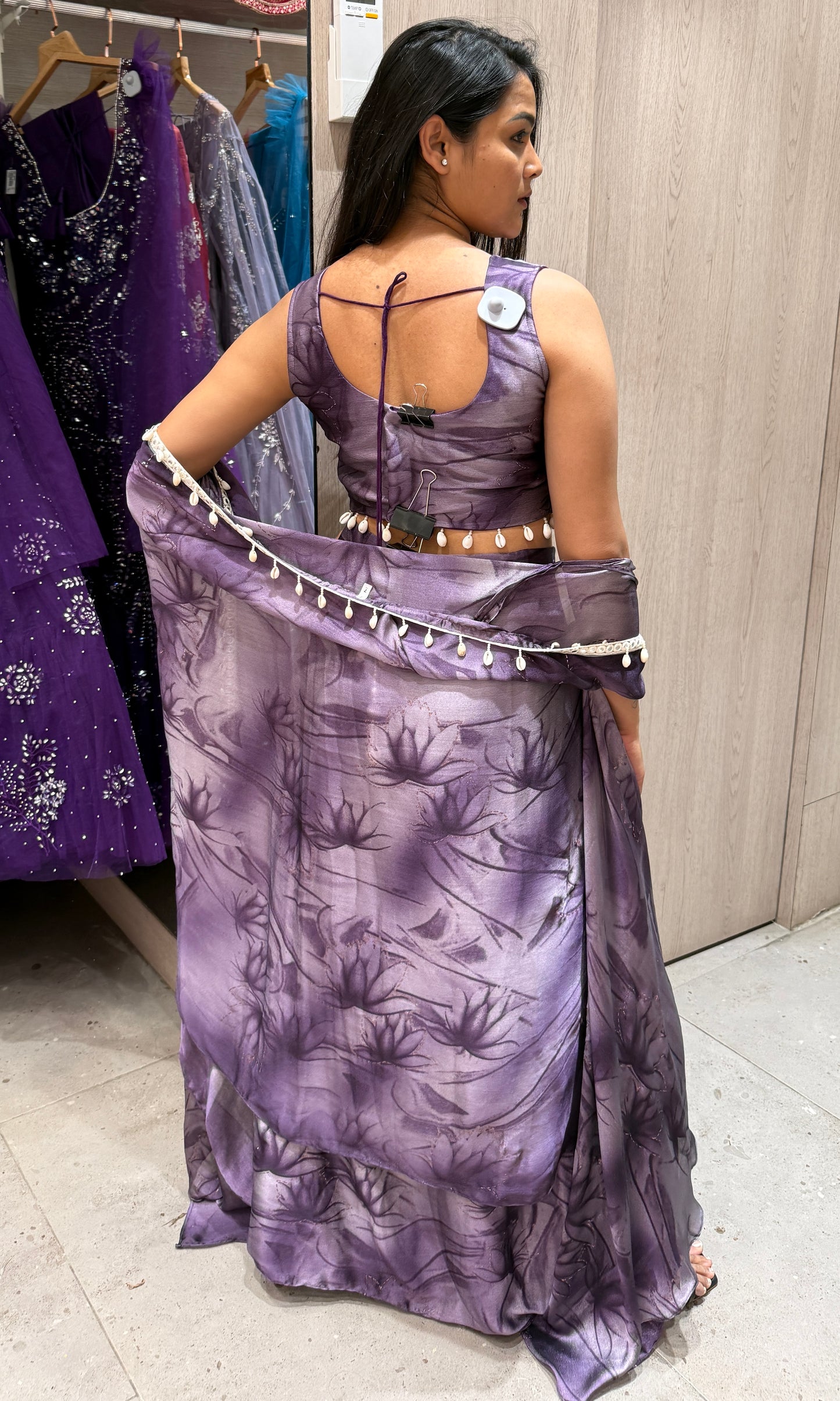 🪻Purple 3 piece Indo western dress with cape🪻