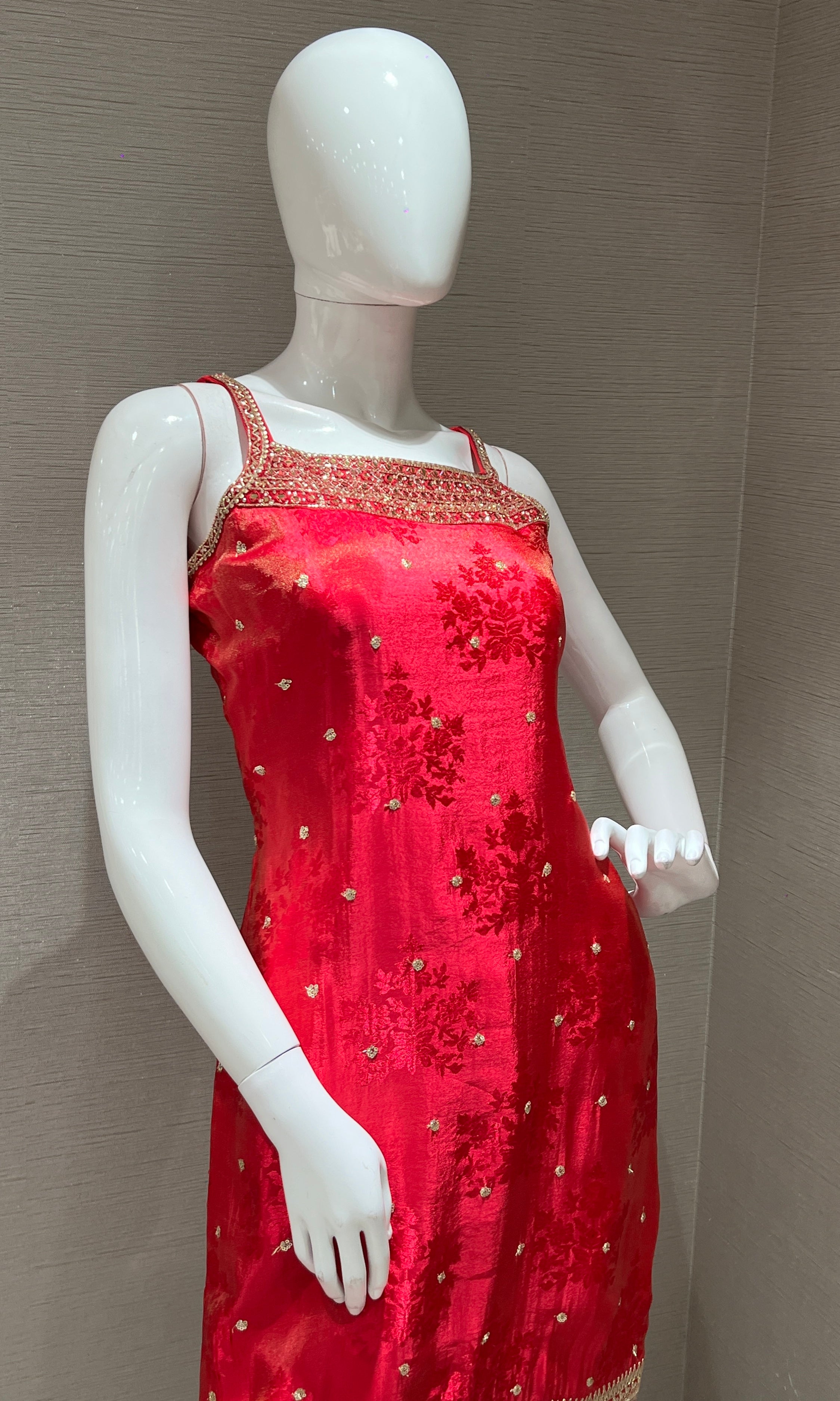 Pink and Gold Embroidered kurta set