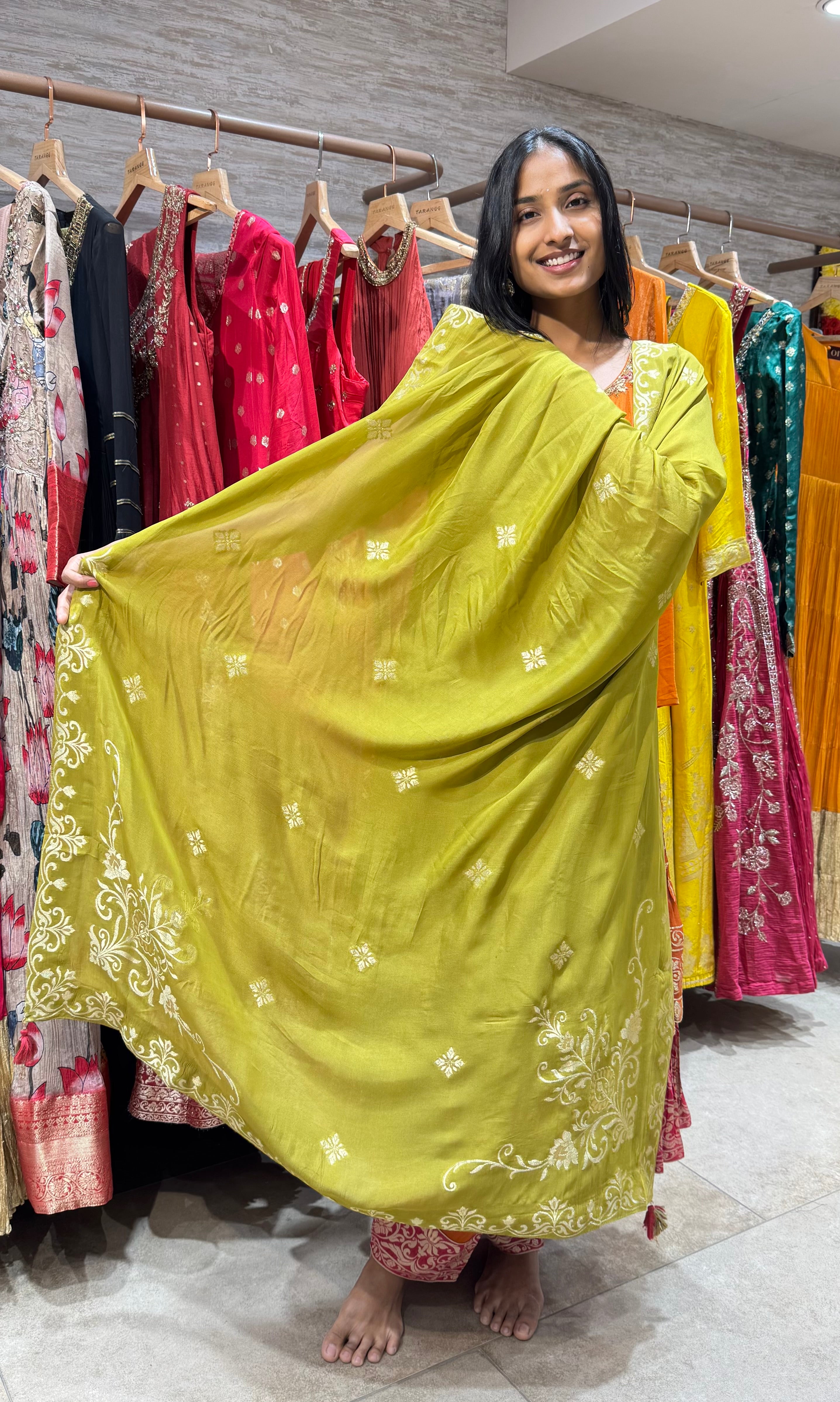RUST GOLDEN EMBROIDERY ANARKALI SET