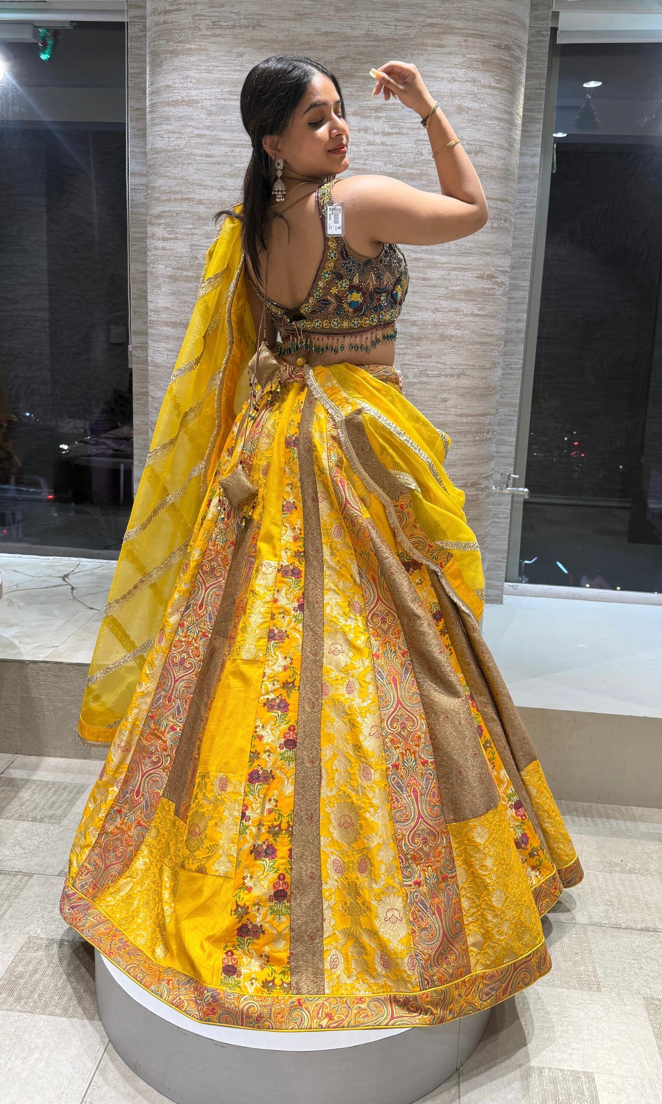 Mustard yellow EMBROIDERED Lehenga