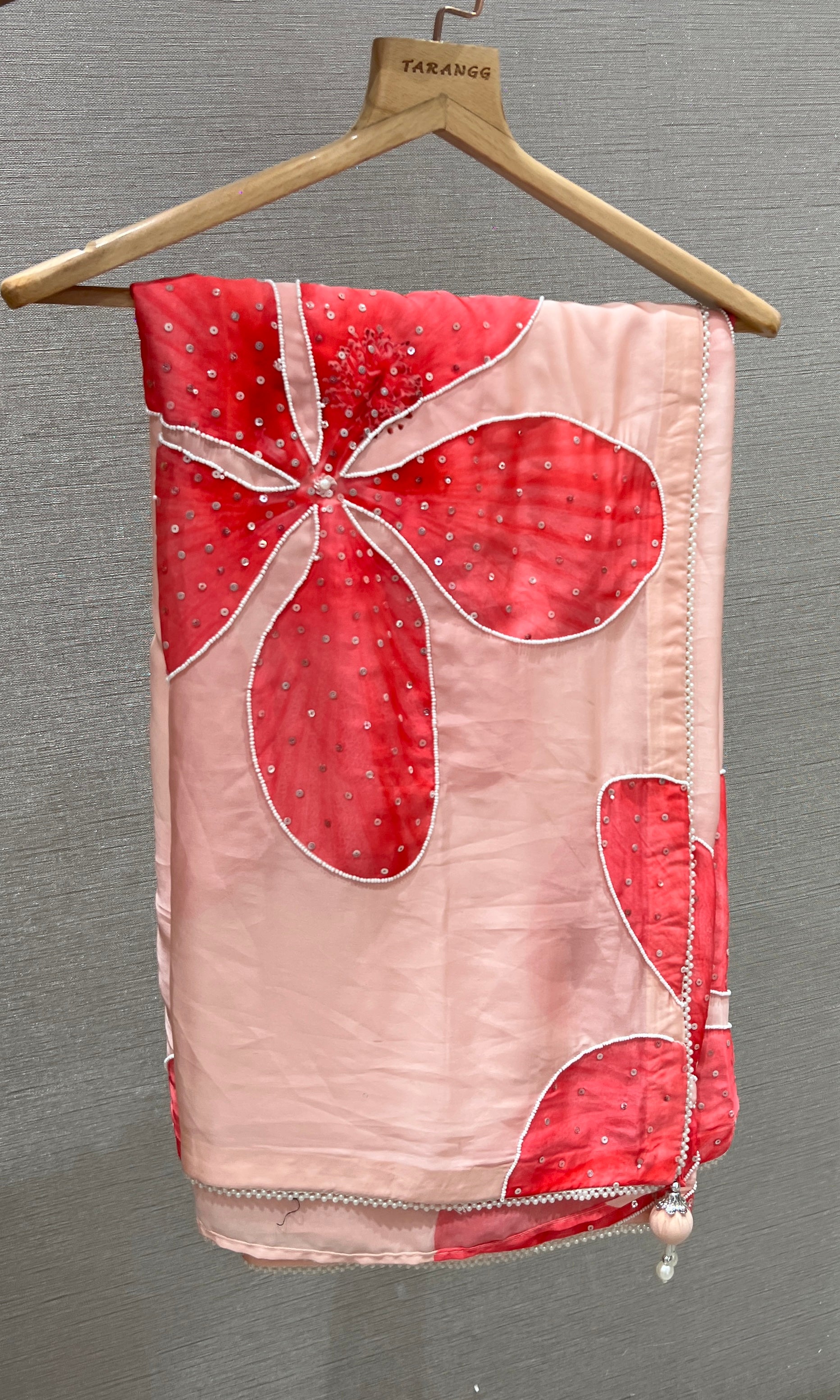 Baby pink saree with ready blouse