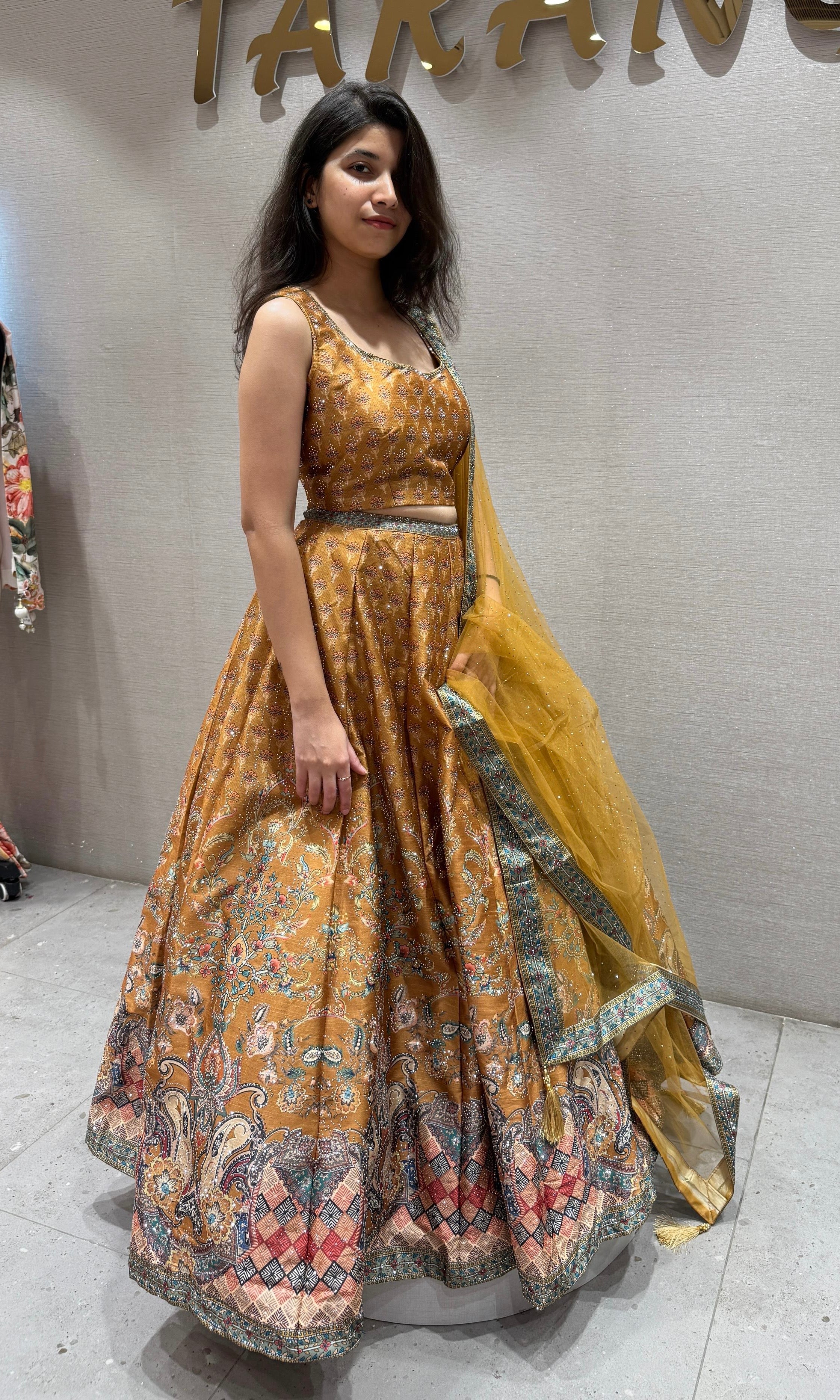 Marigold Brocade & Patchwork Lehenga
