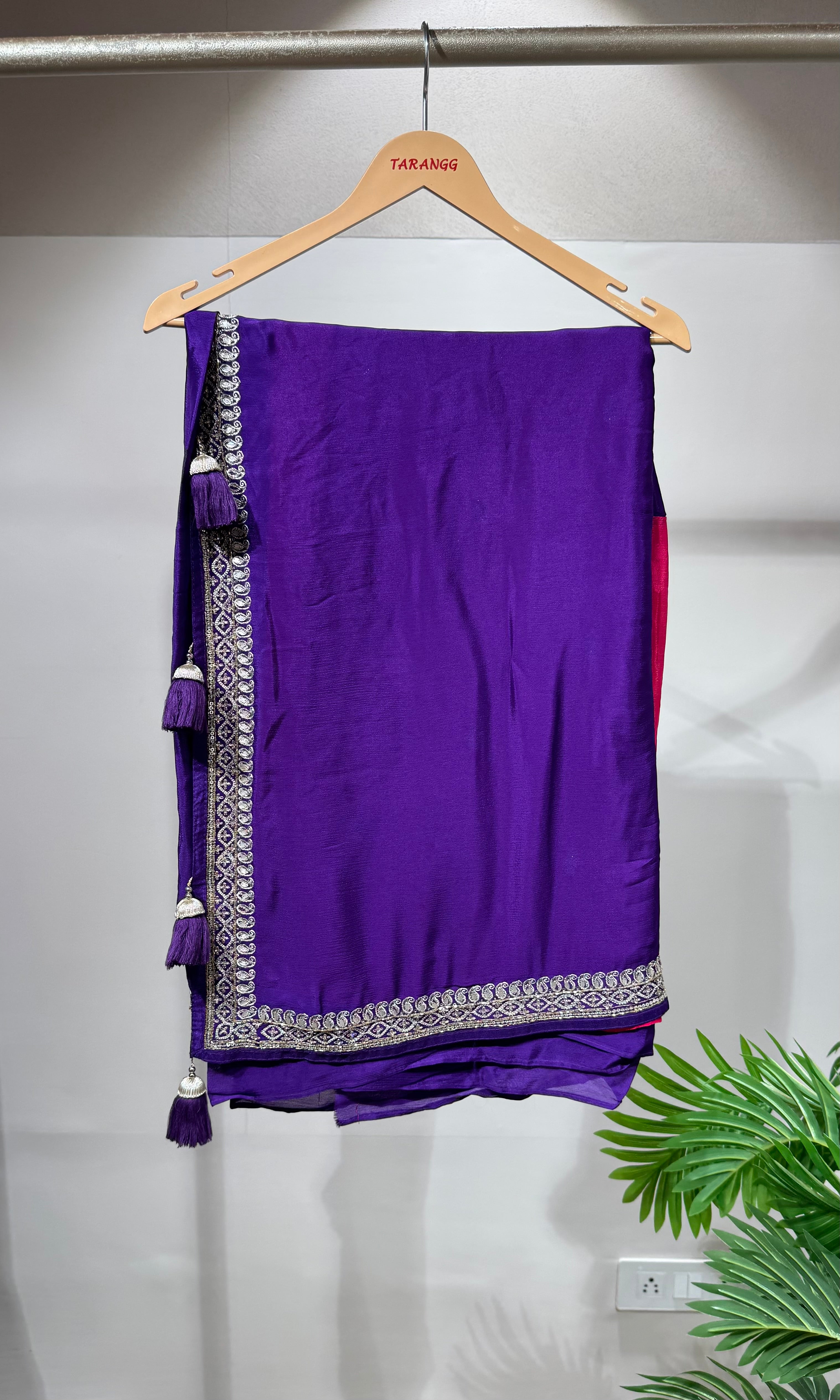Purple saree with EMBROIDERED blouse