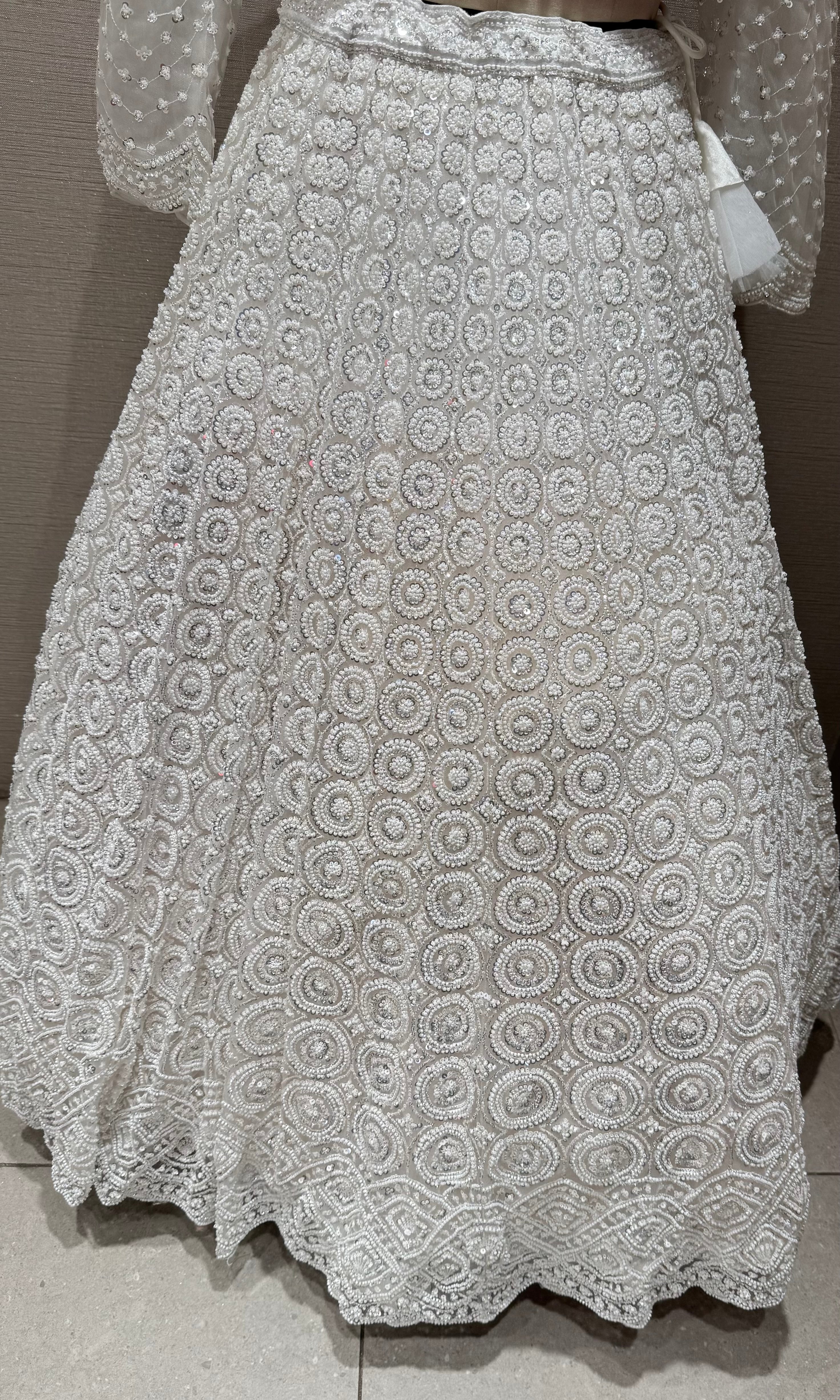 White Sequins and Beads Heavy Embroidered Lehenga