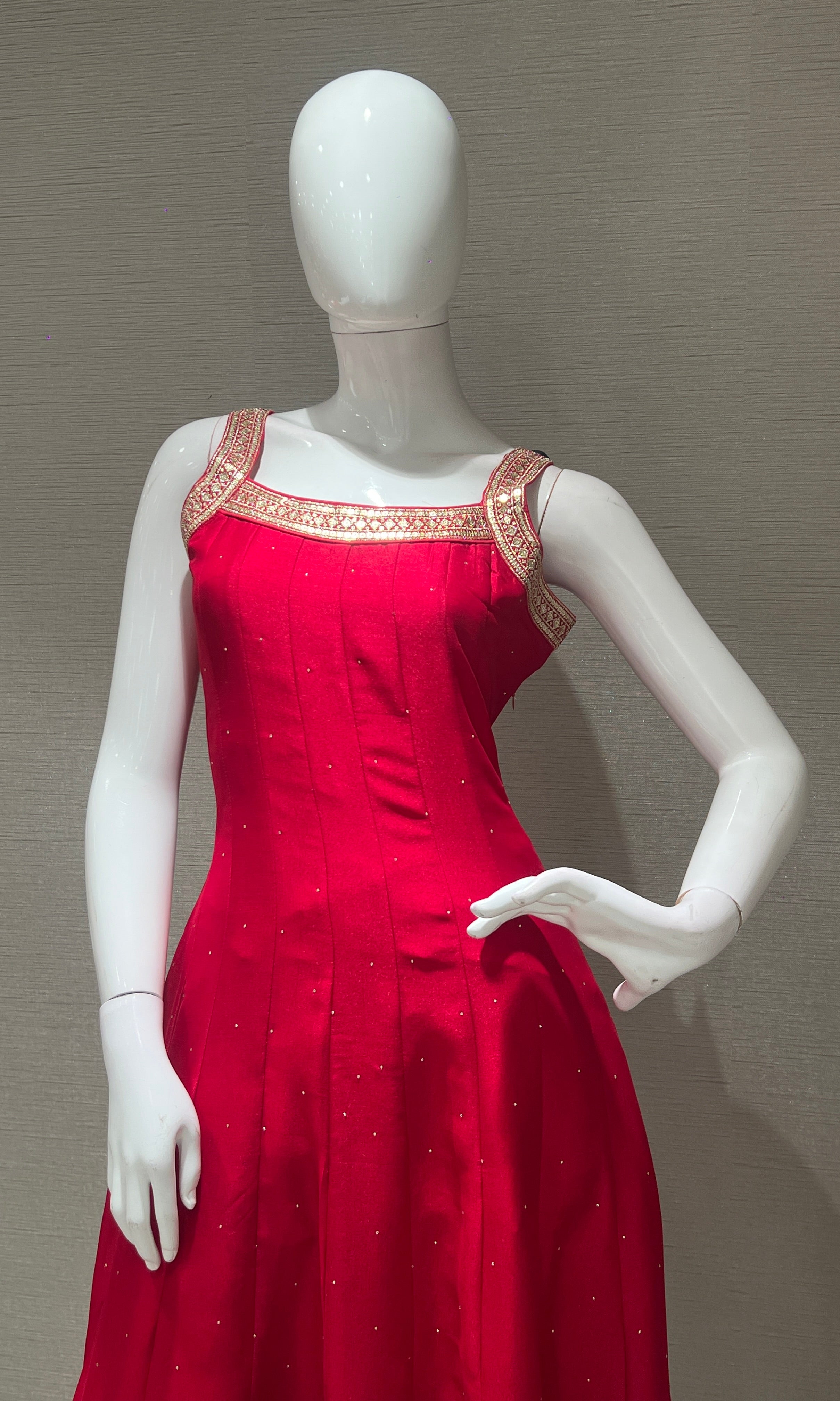 Rani pink anarkali set with gold embroidery