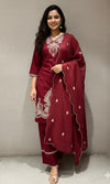 Maroon EMBROIDERED kurta set