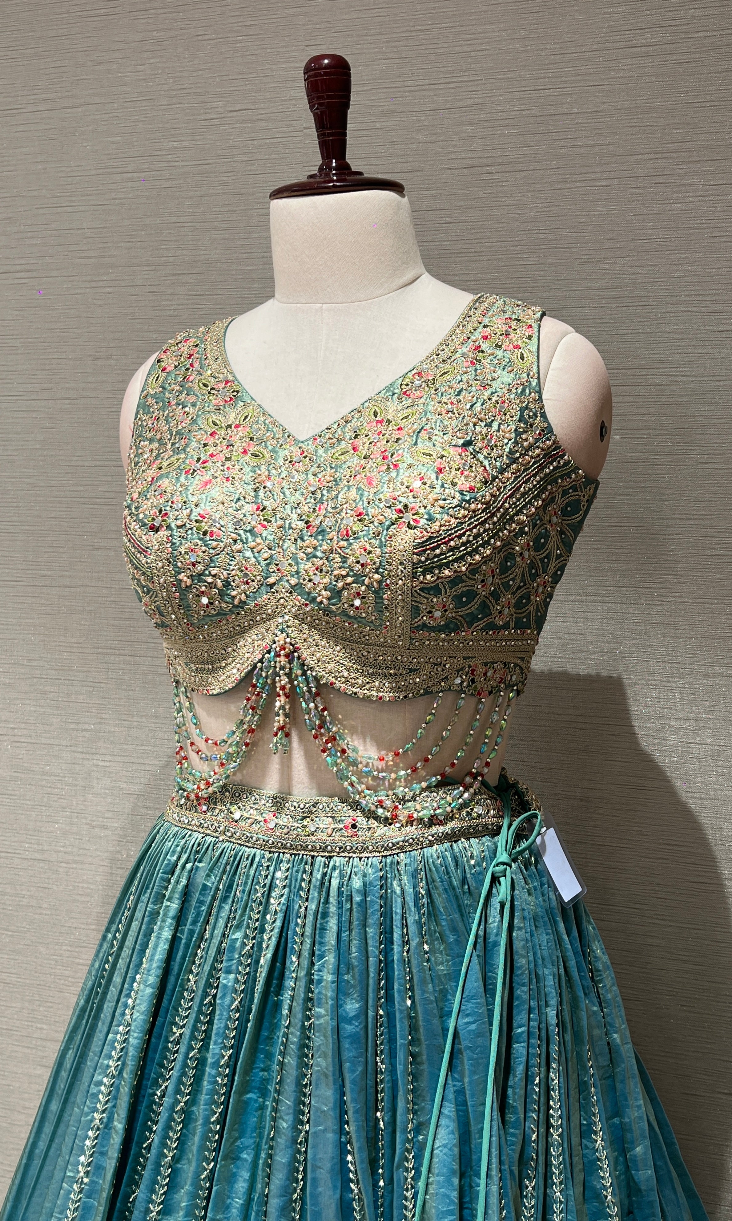 Green GOLDEN EMBROIDERED LEHENGA