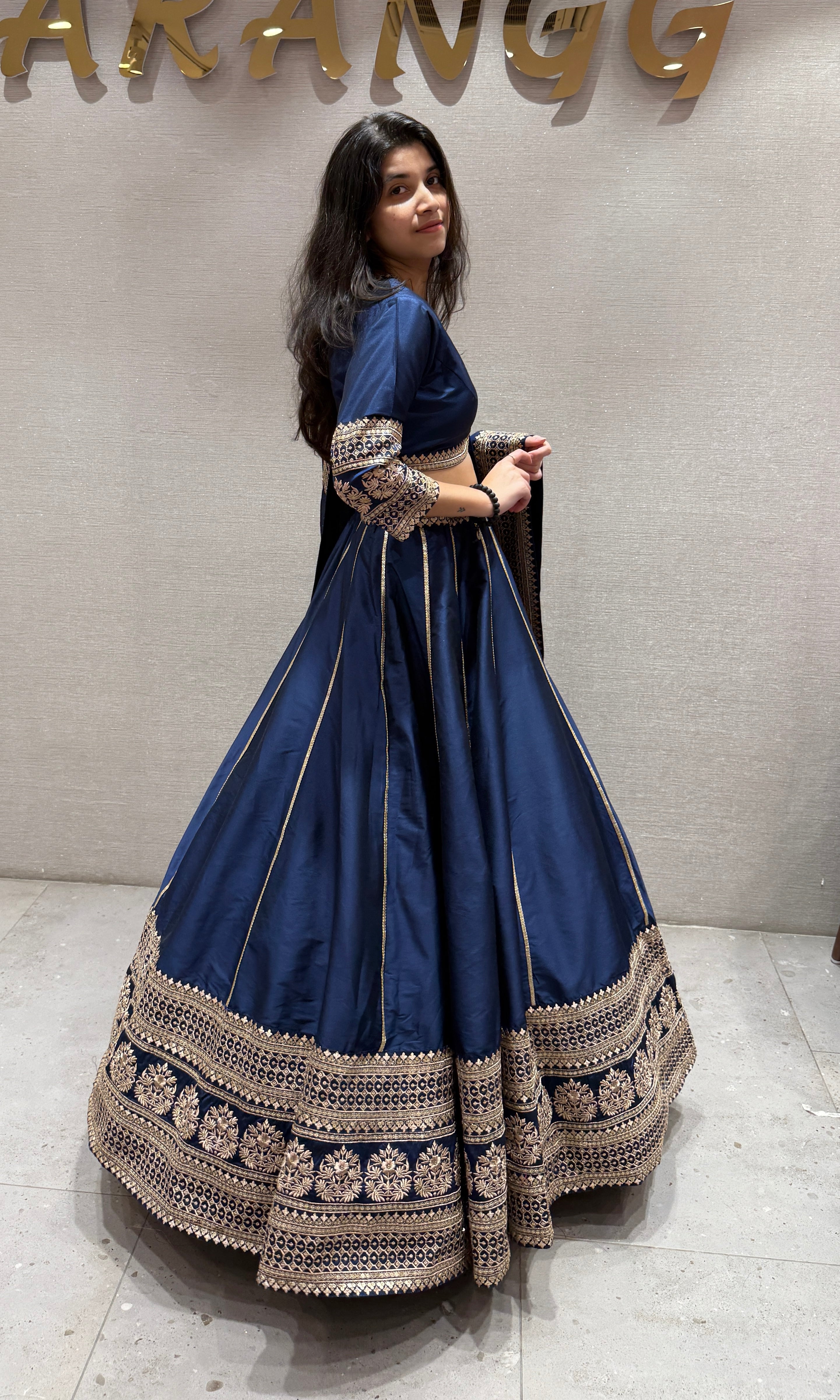 ROYAL BLUE RAW SILK LEHENGA