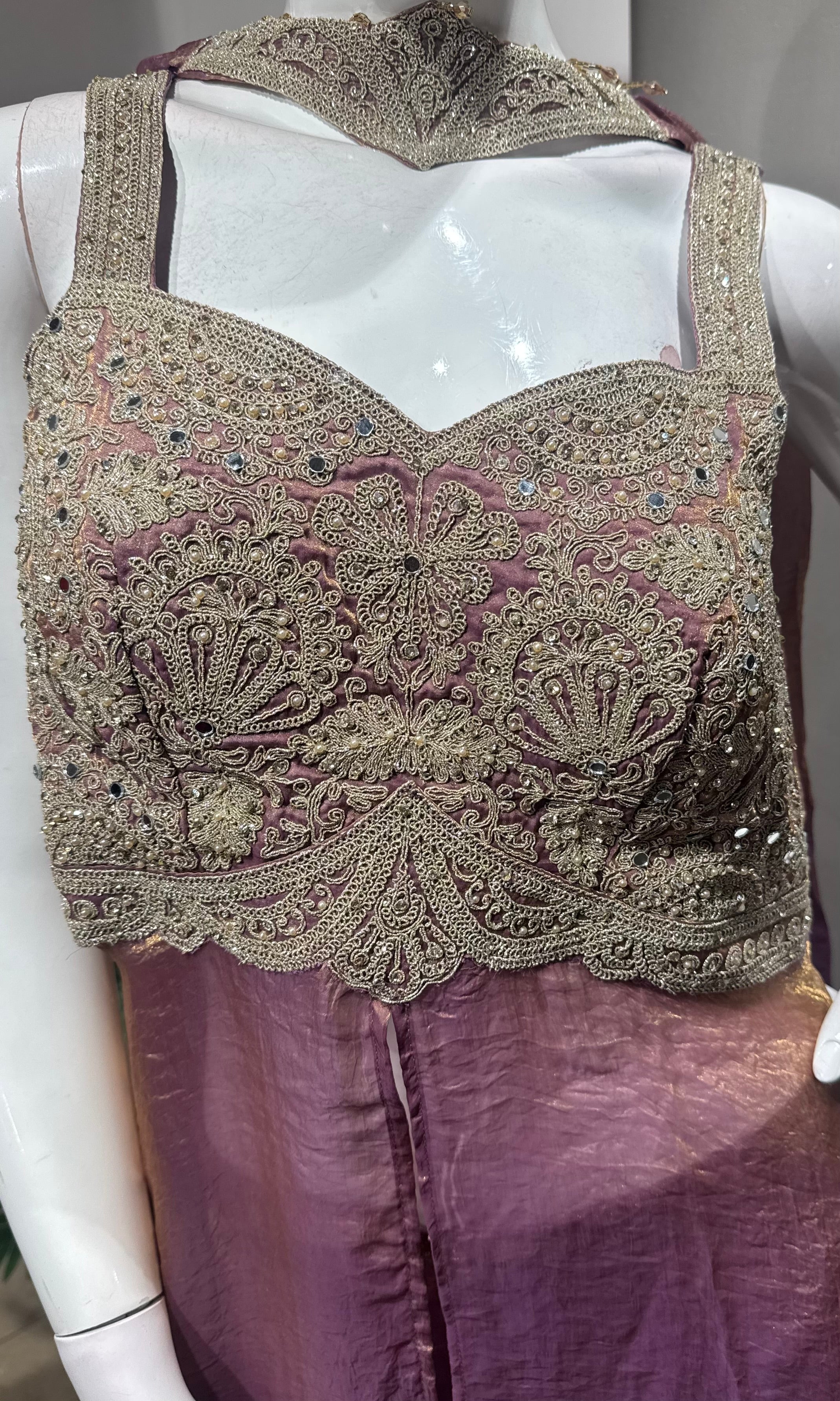 Pink Embroidered Front-Slit Anarkali set