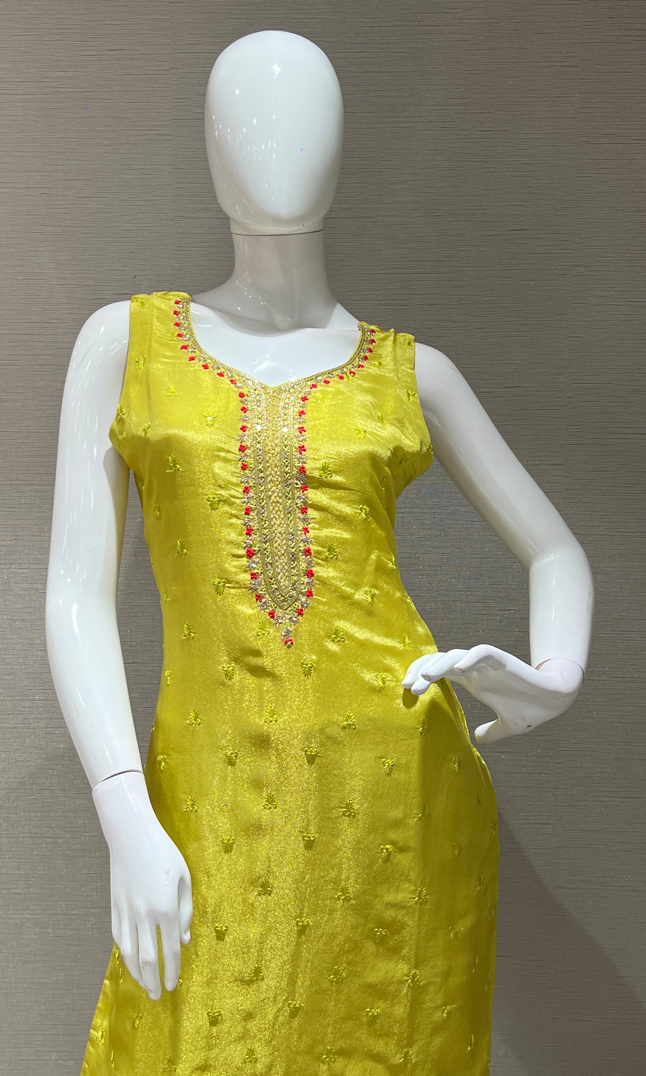 Mehandi green kurta set WITH FLORAL DUPATTA