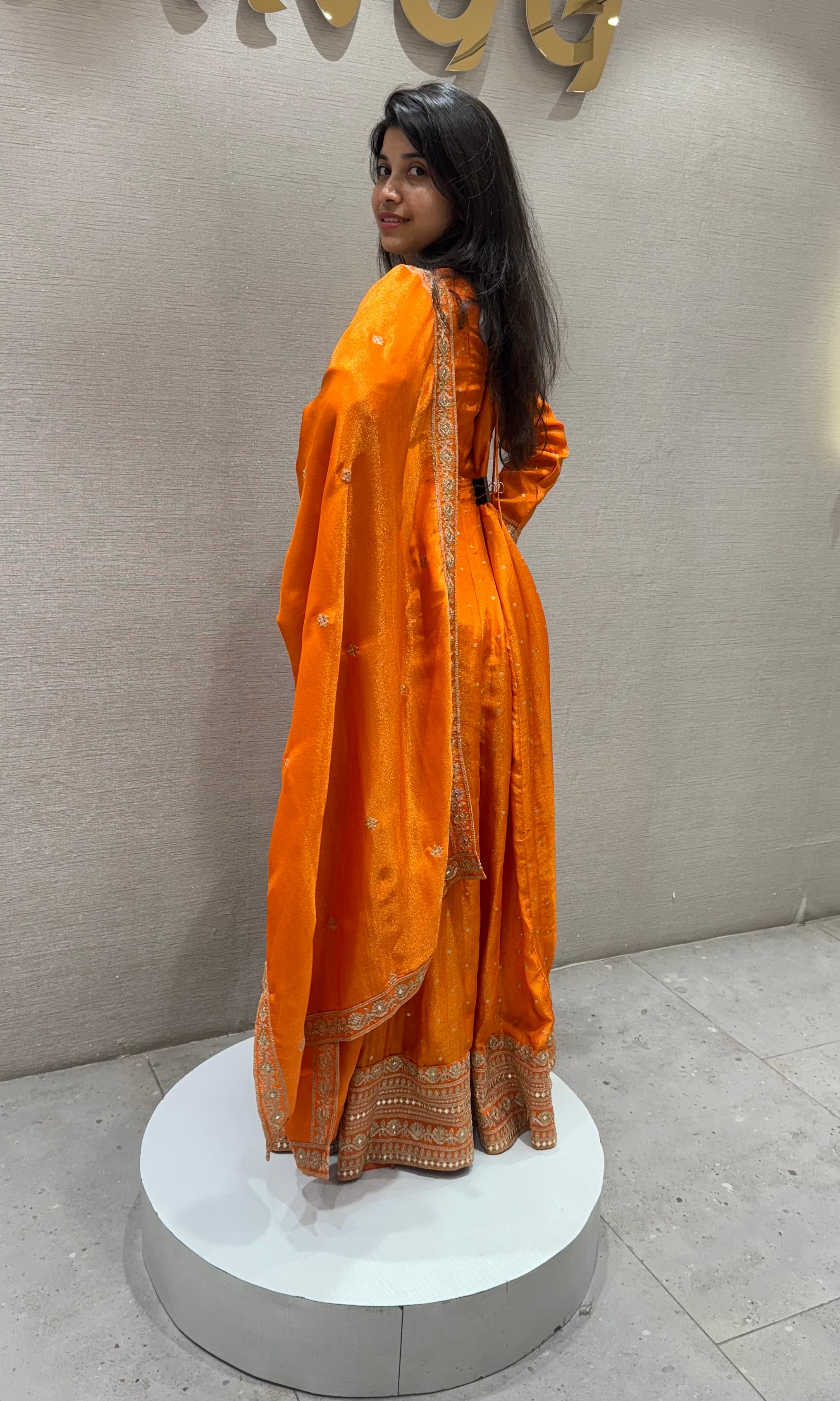 Orange golden Anarkali