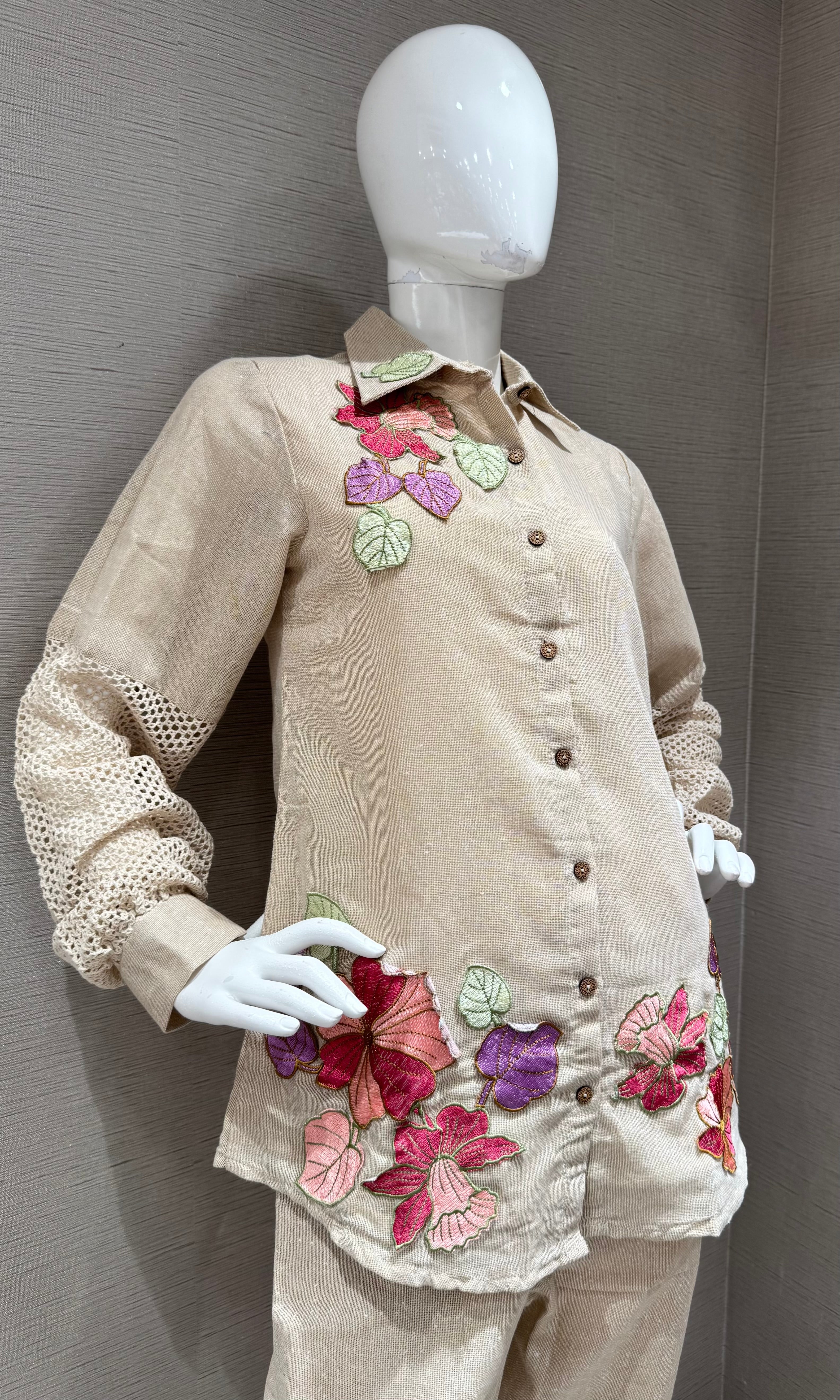 Beagh Floral Embroidered Shirt and Trouser Set