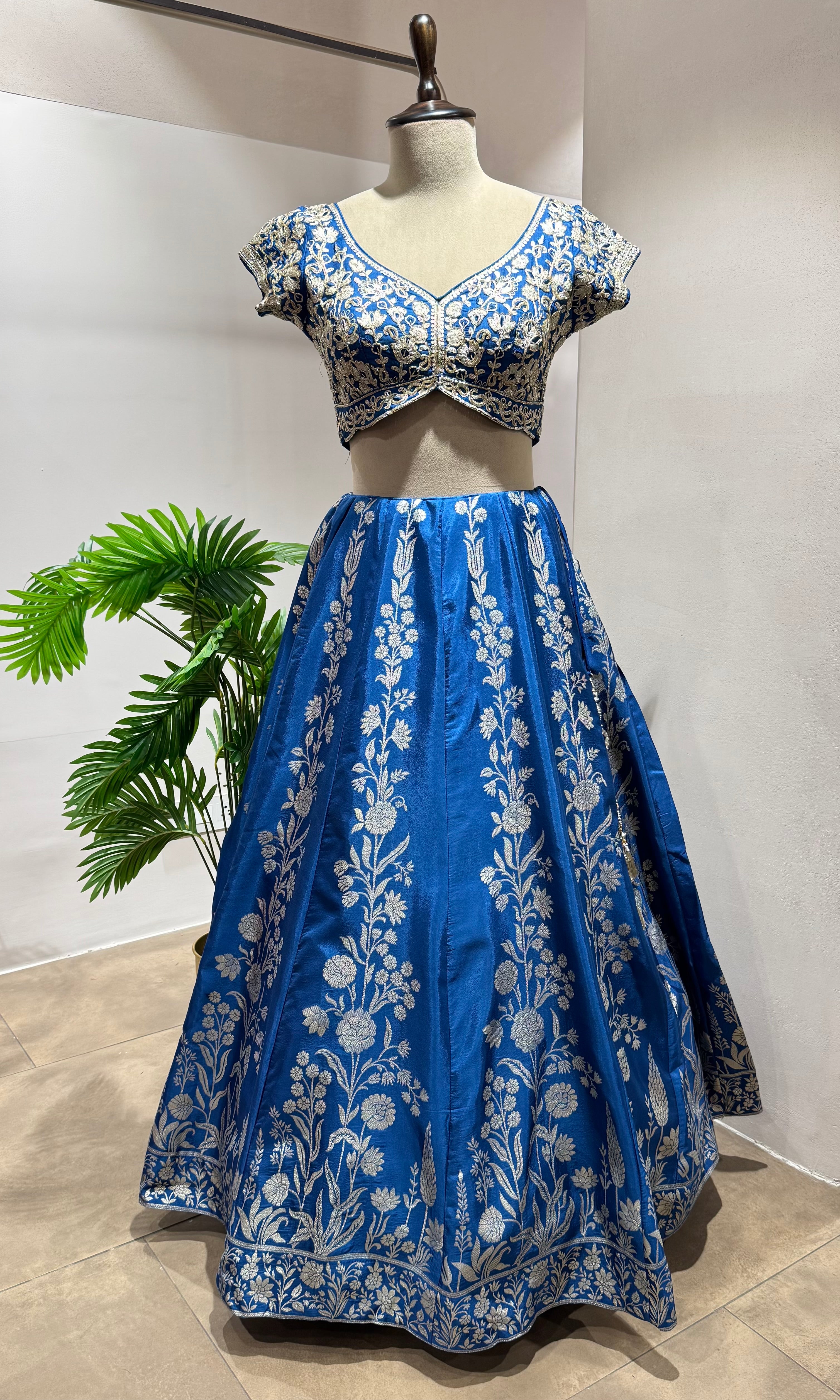 Blue Lehenga with Zari Embroidery