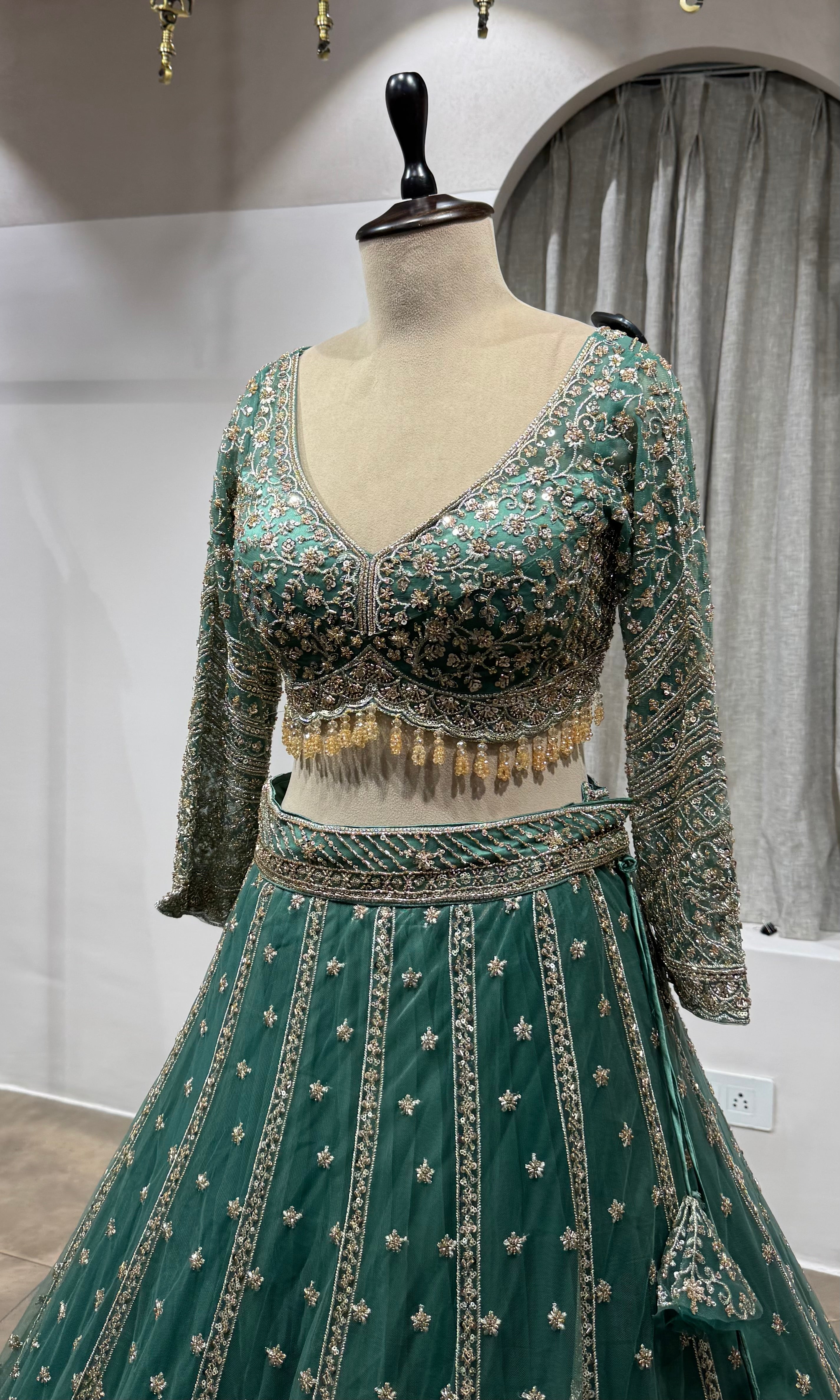 GREEN Embroidered Lehenga with Dupatta
