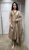 Brown Embroidered Net Salwar Kurta set