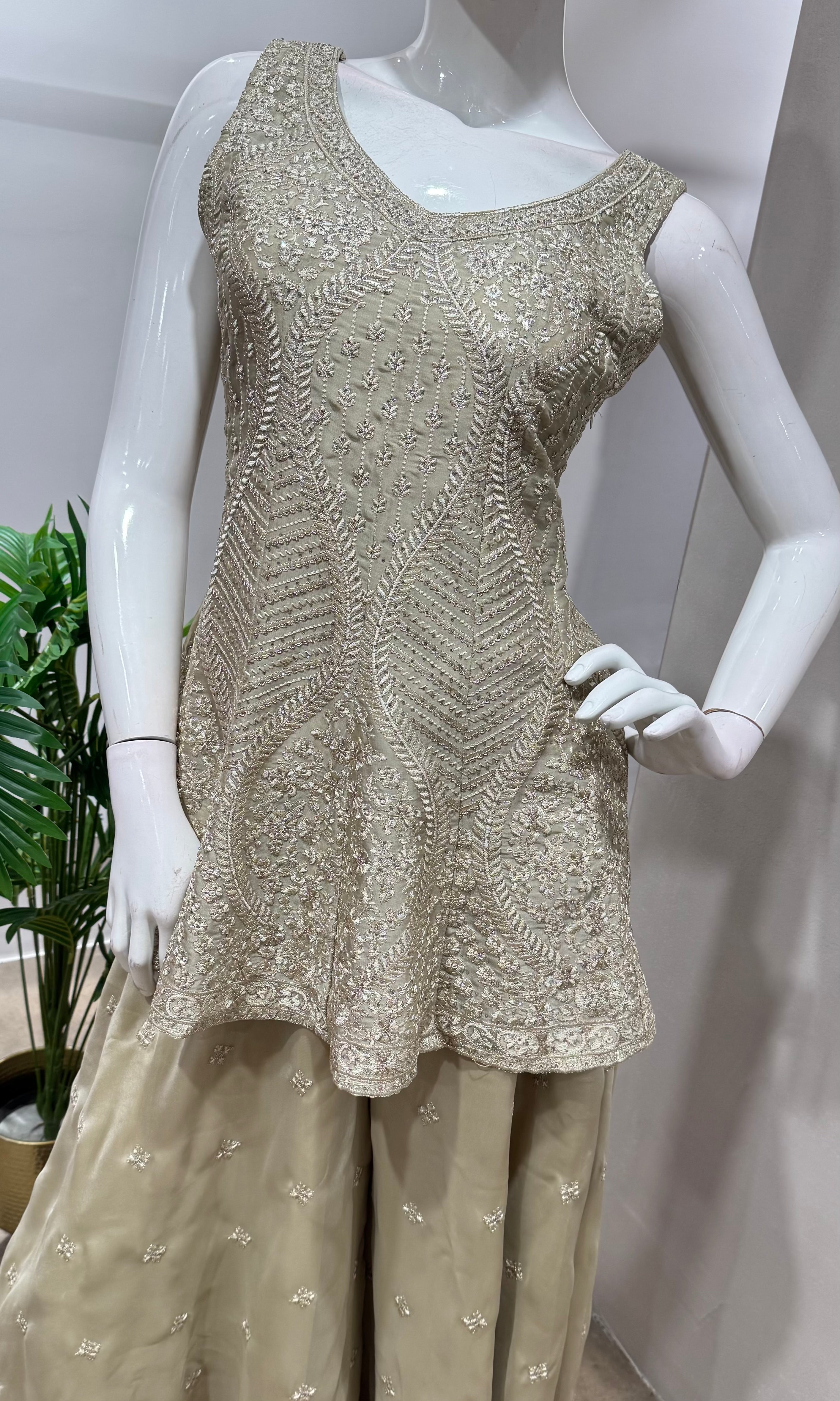 Grey ethnic palazzo set