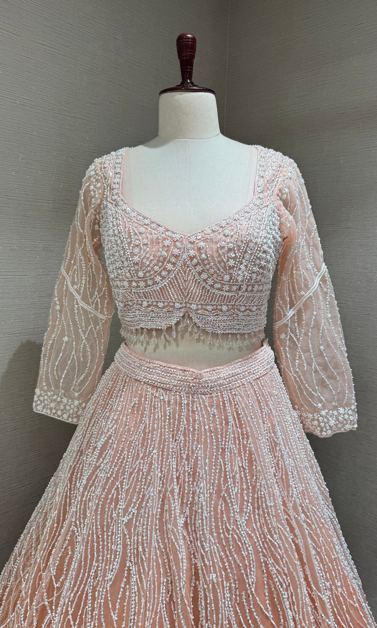 Peach Elegant Ombre Lehenga set with Beaded Embroidery