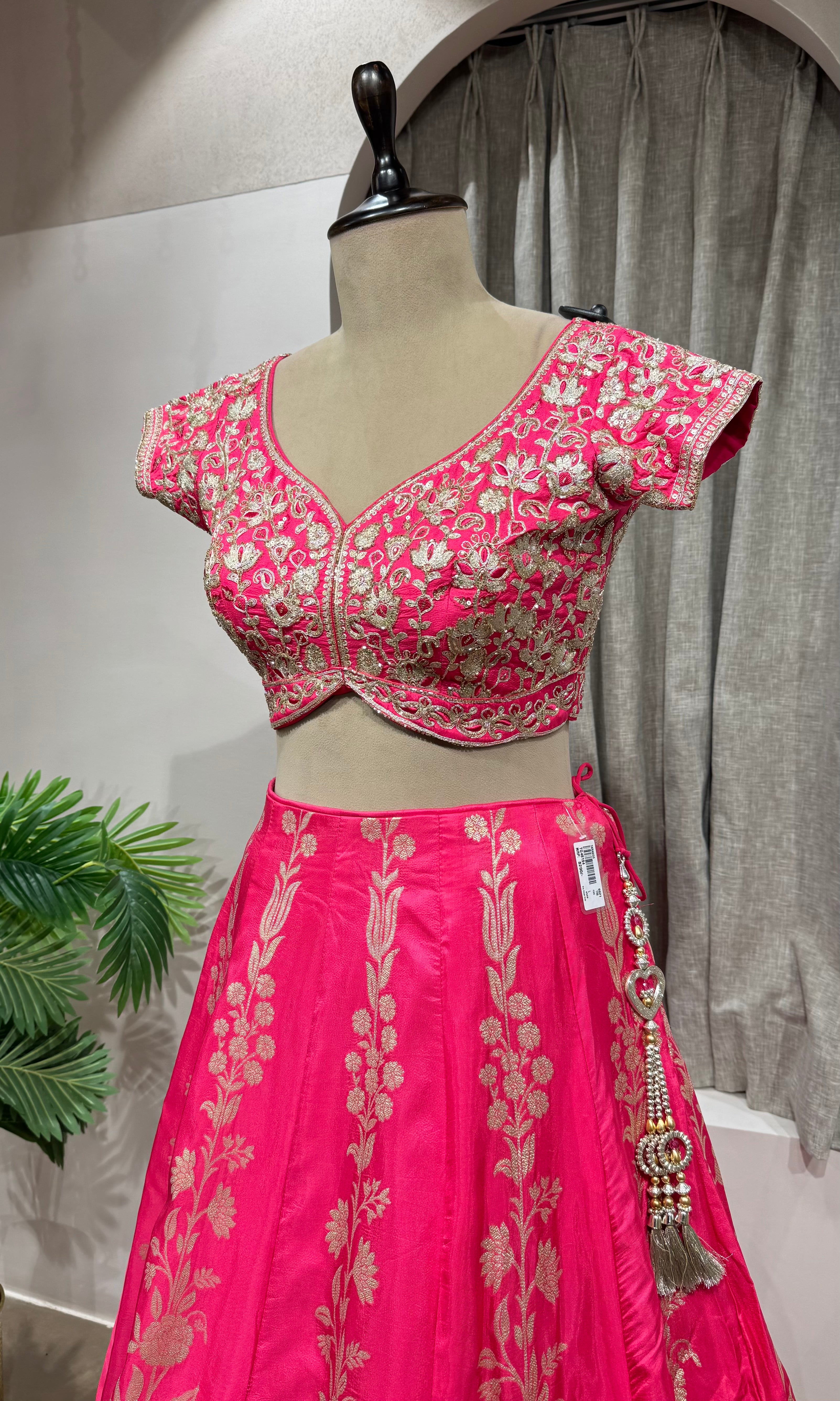 RANI PINK EMBROIDERED BANARASI lehenga