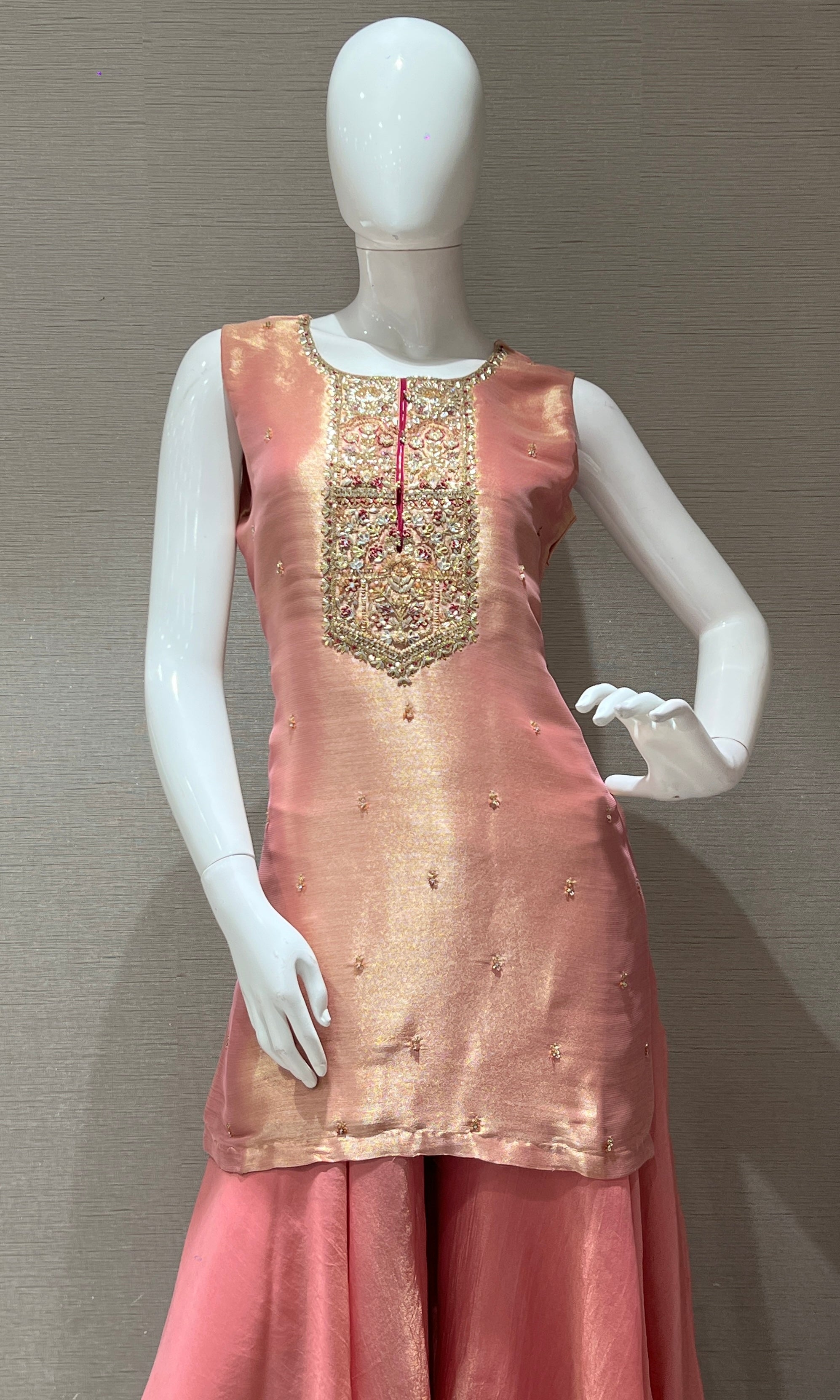 Rose Gold Embroidered Sharara Palazzo