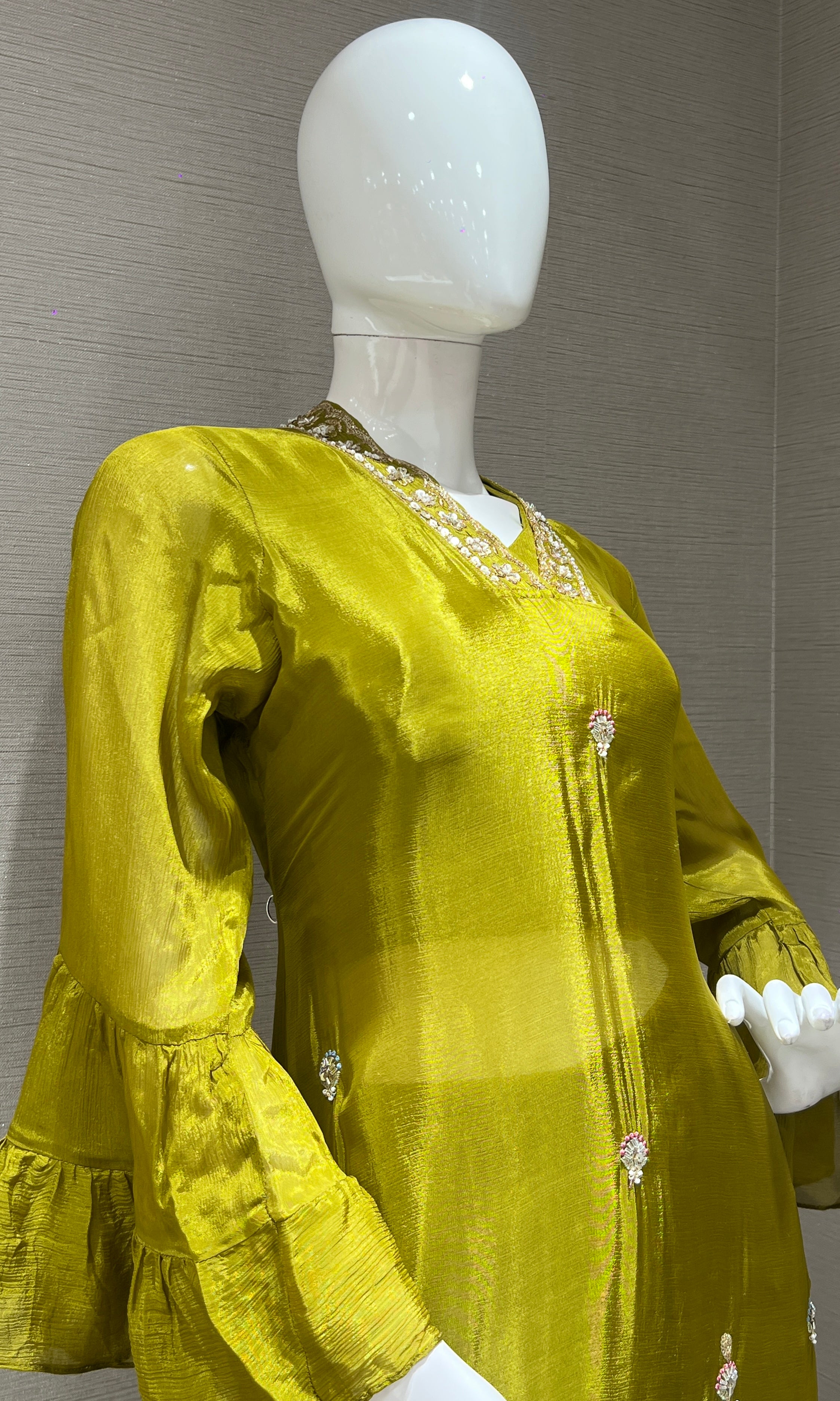 parrot green EMBROIDERED sharara SET