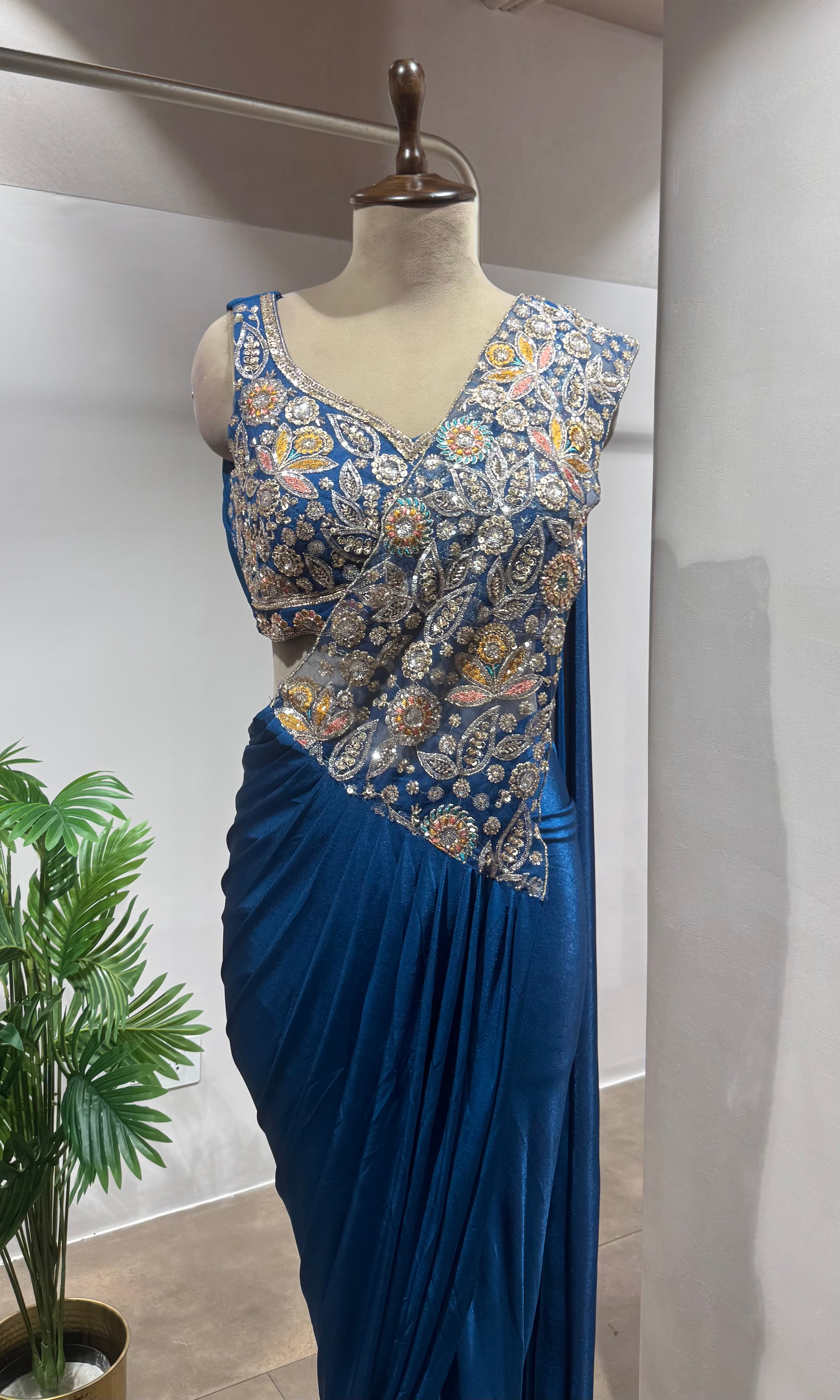 Royal Blue DRAPE Lycra Saree