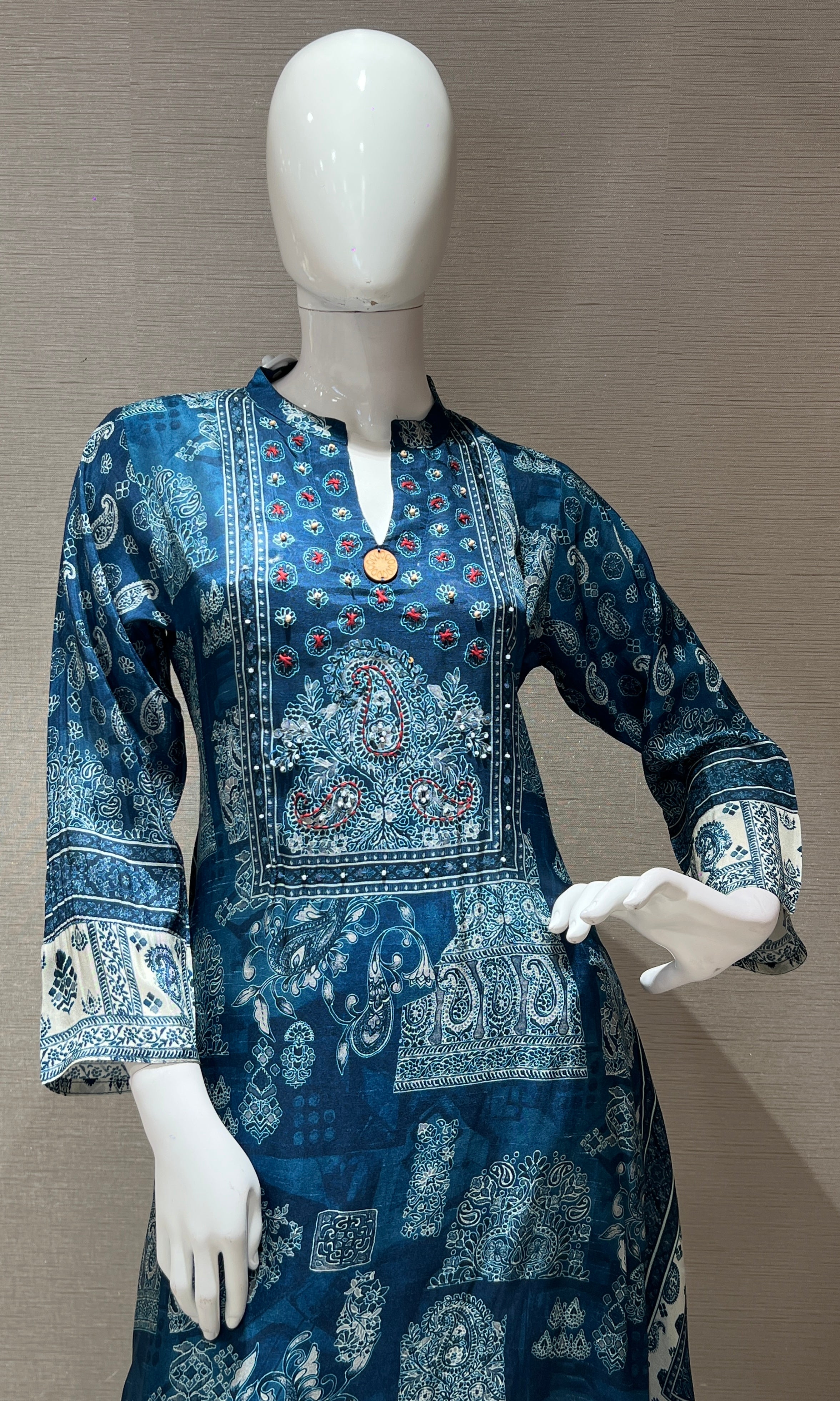 sea Blue kurta set with palazzo pants