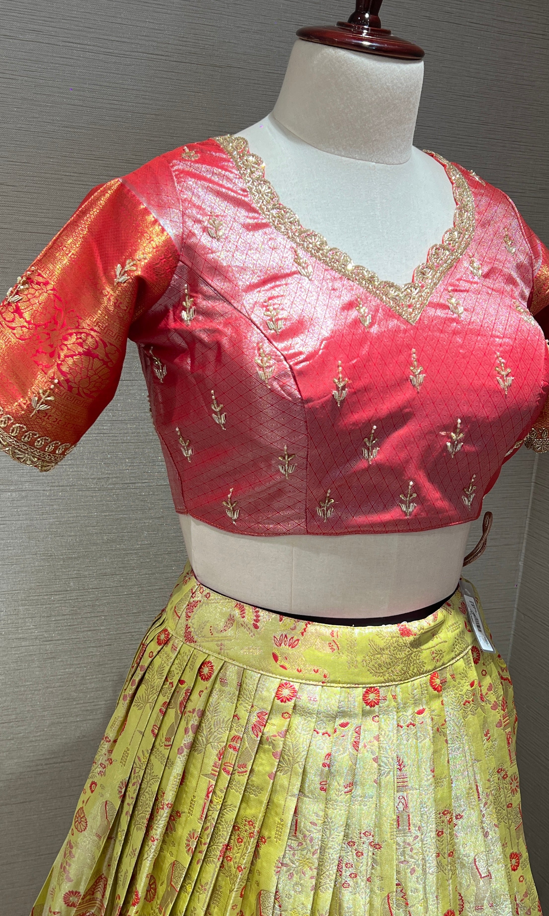 Rose Pink and Parrot Green Lehenga