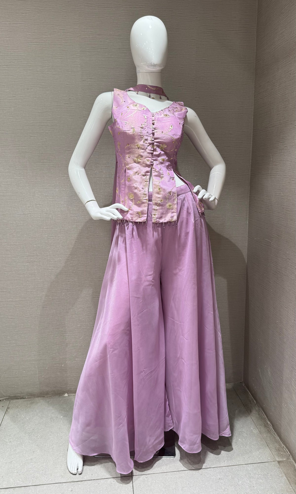 lavander Georgette PEPLUM PALAZZO SET