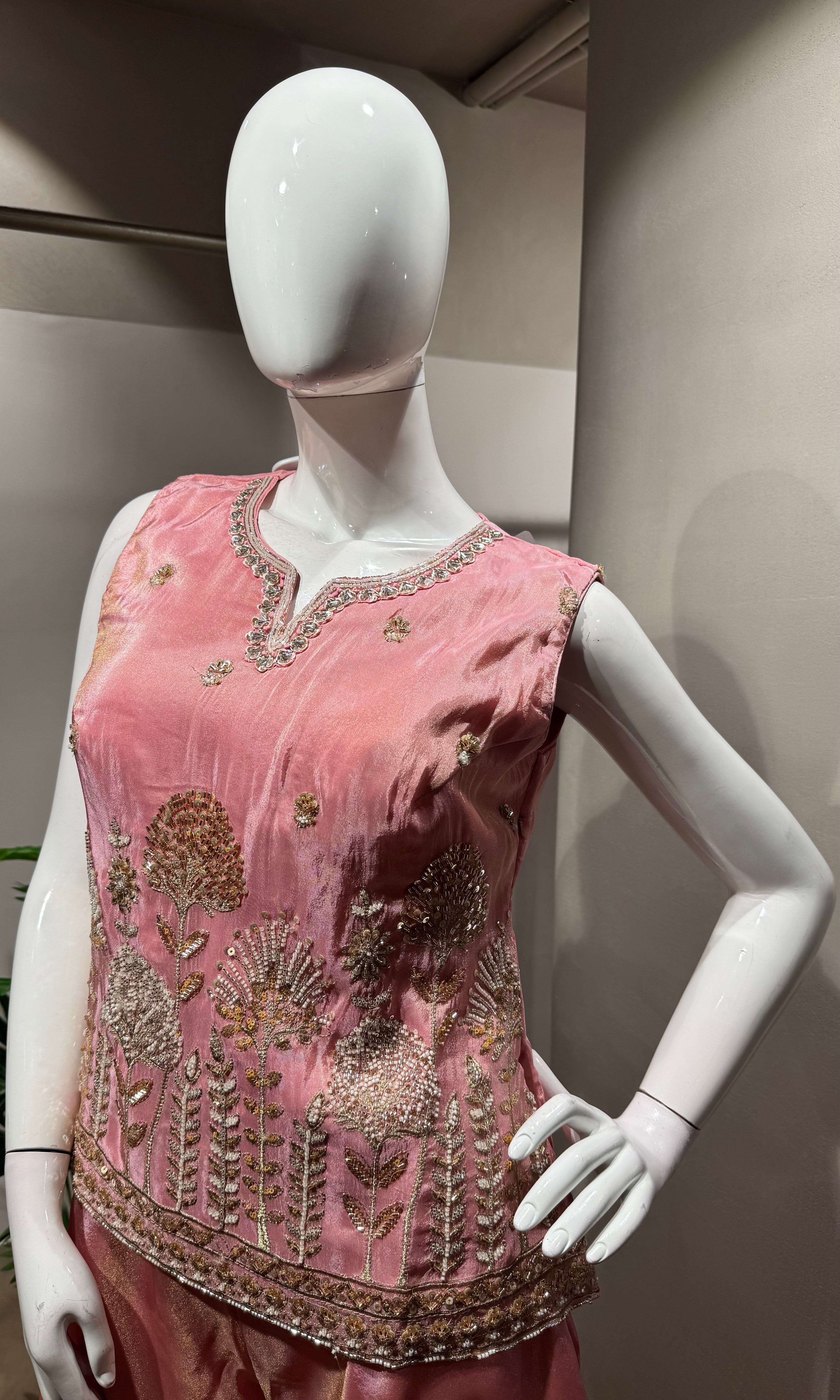 Rose Pink Peplum palazzo set