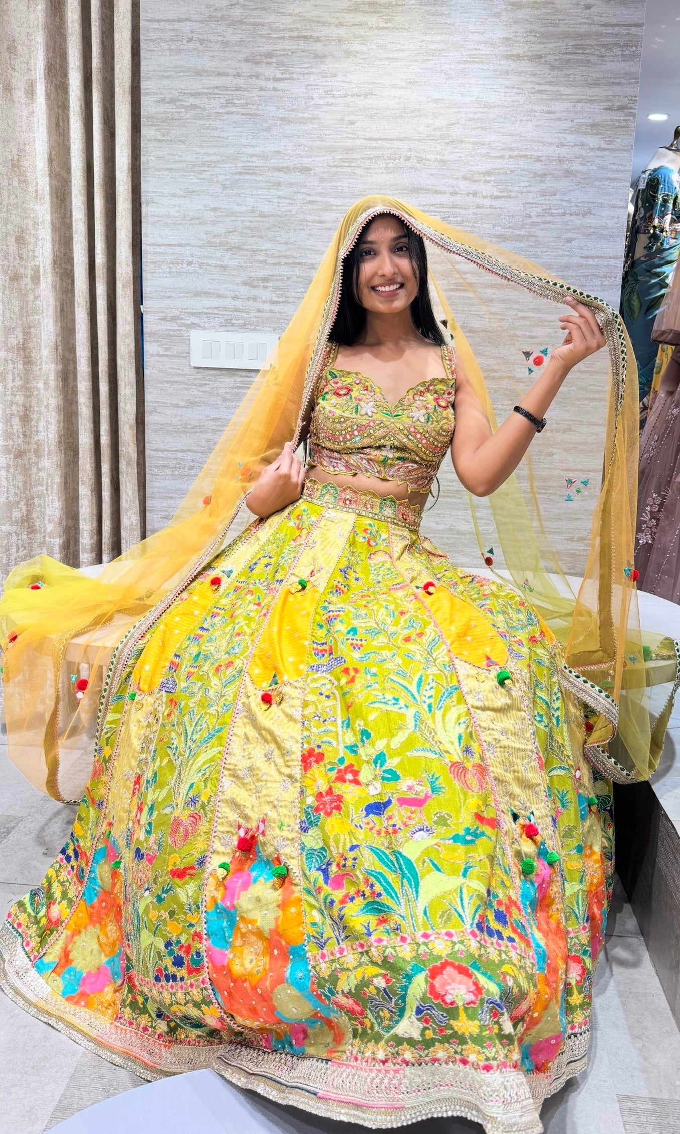 Mehandi green Floral Lehenga