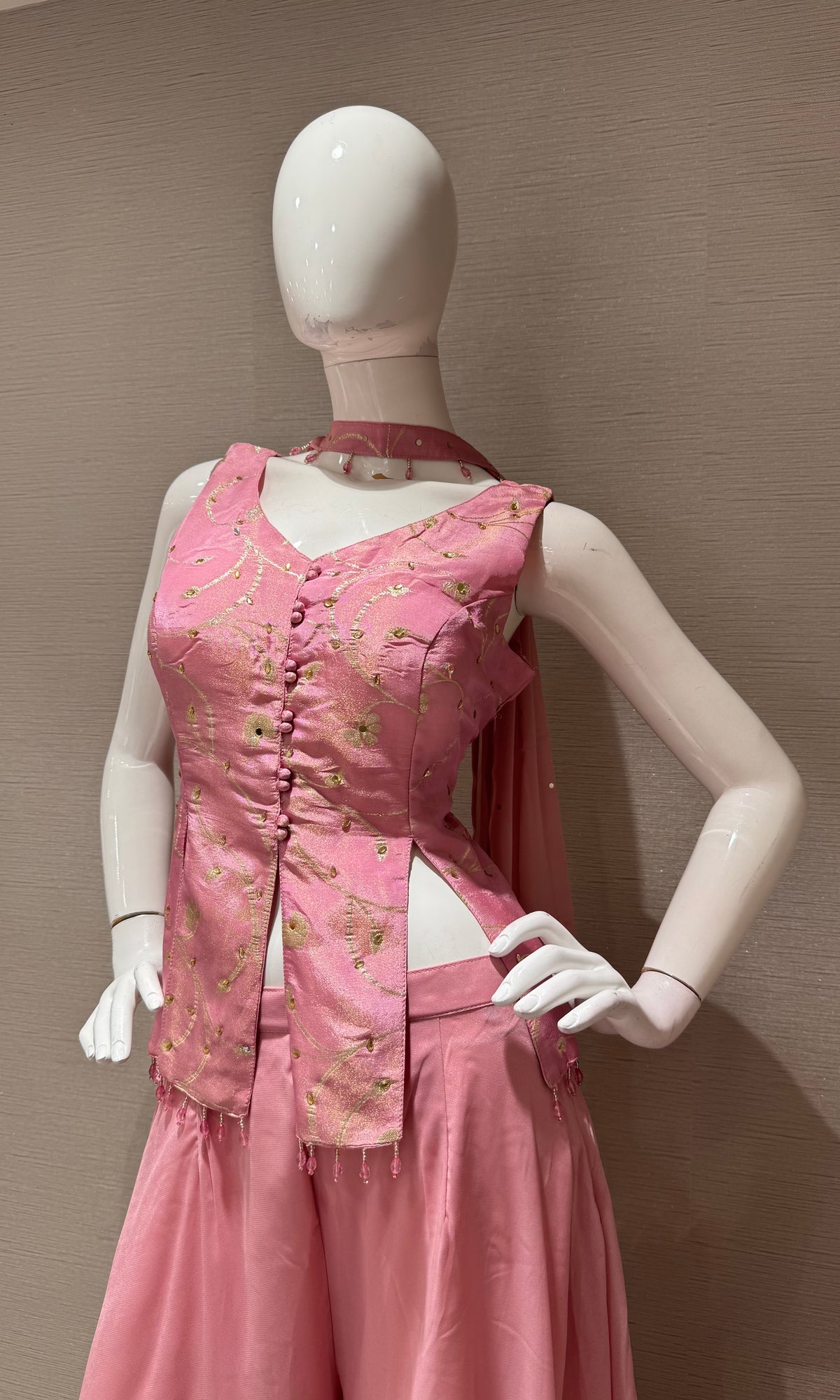 ROSE PINK Georgette PEPLUM PALAZZO SET
