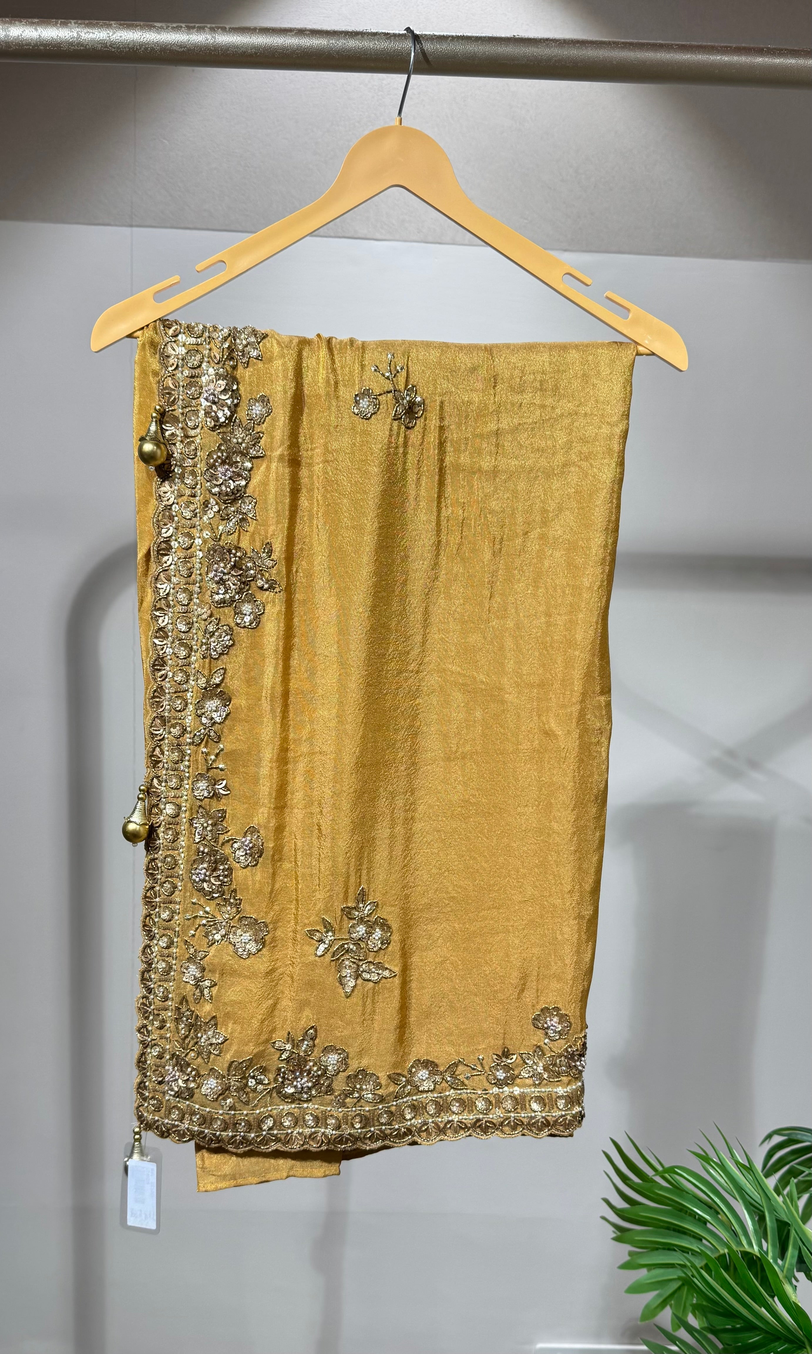 Sandel Zari and Sequin Work Bridal SAREE