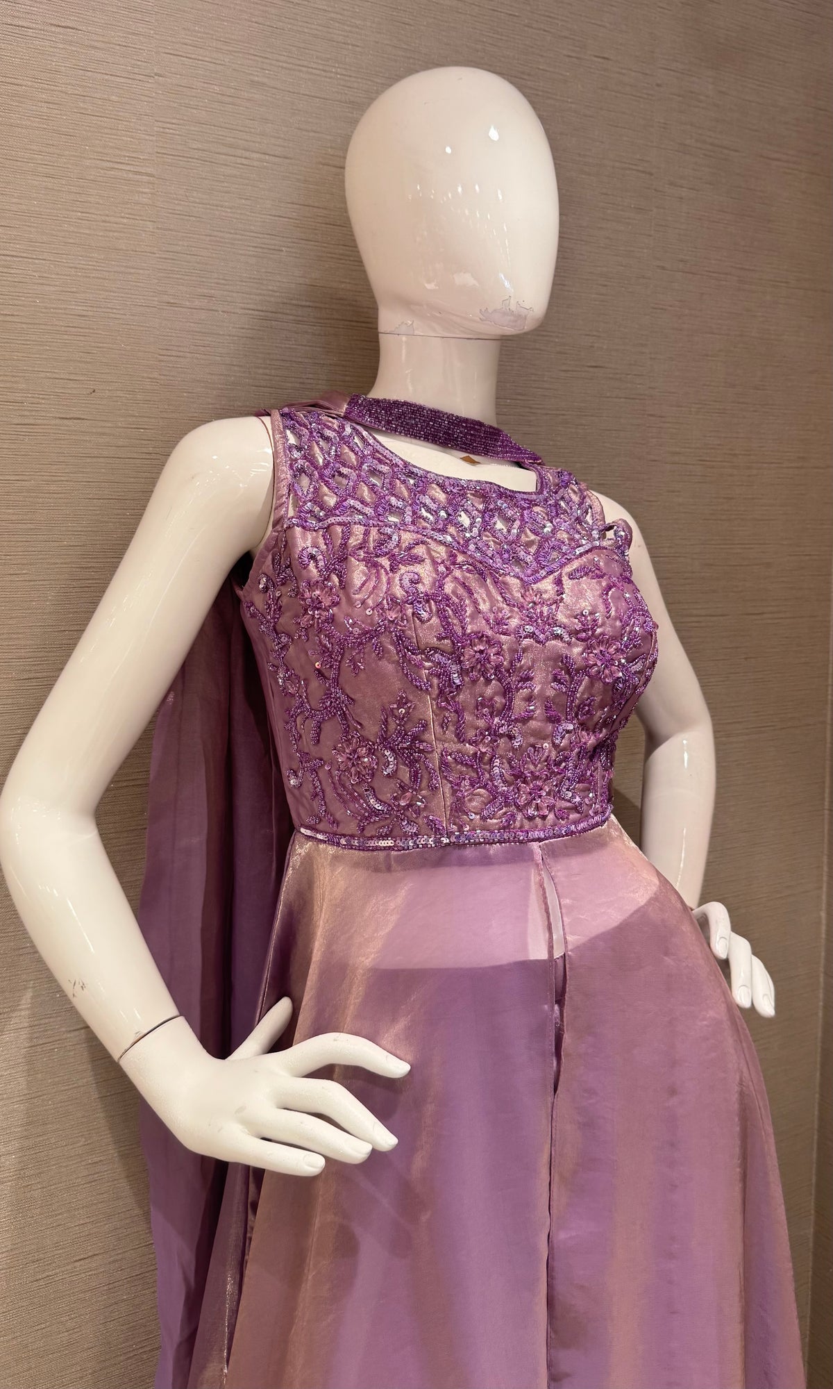 LILAC Front slit anarkali with palazzo pants