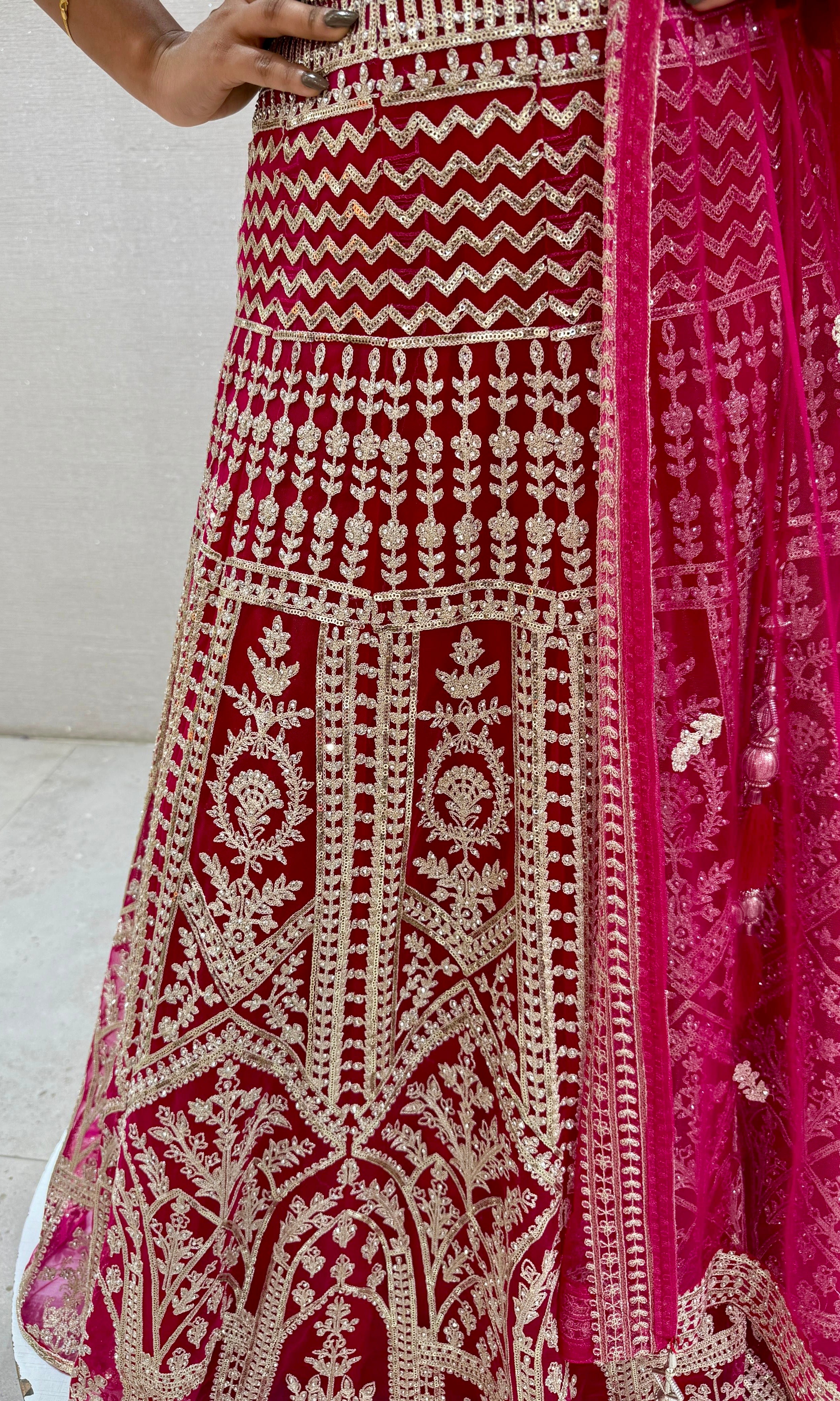 RANI PINK LEHENGA WITH INTRICATE EMBROIDERY