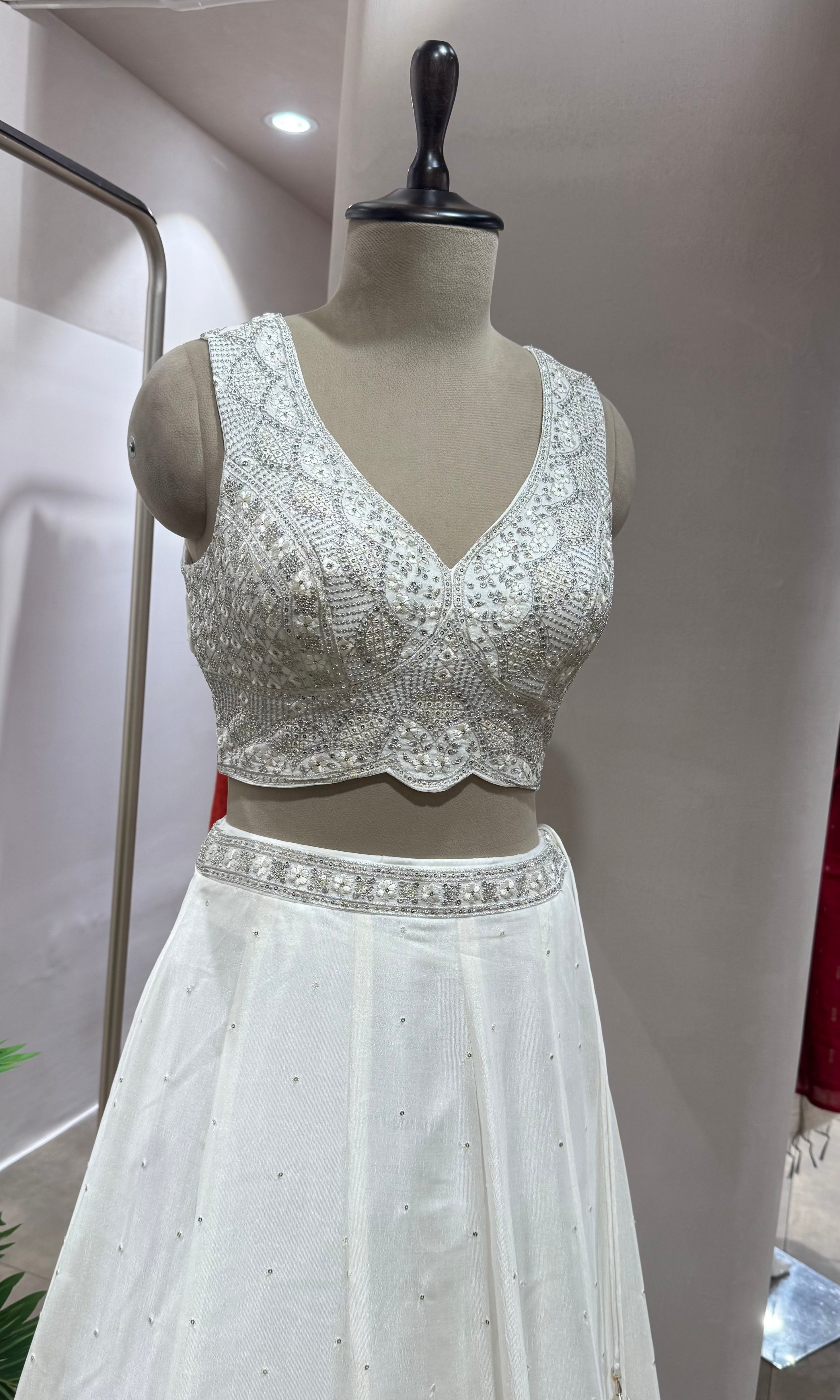 White EMBROIDERED Lehenga WITH DUPATTA