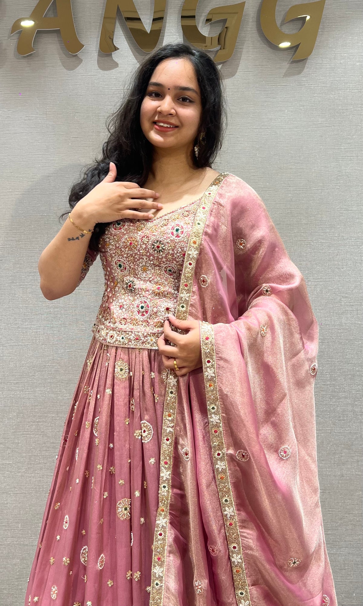 Blush Pink Embroidered Lehenga set with Dupatta