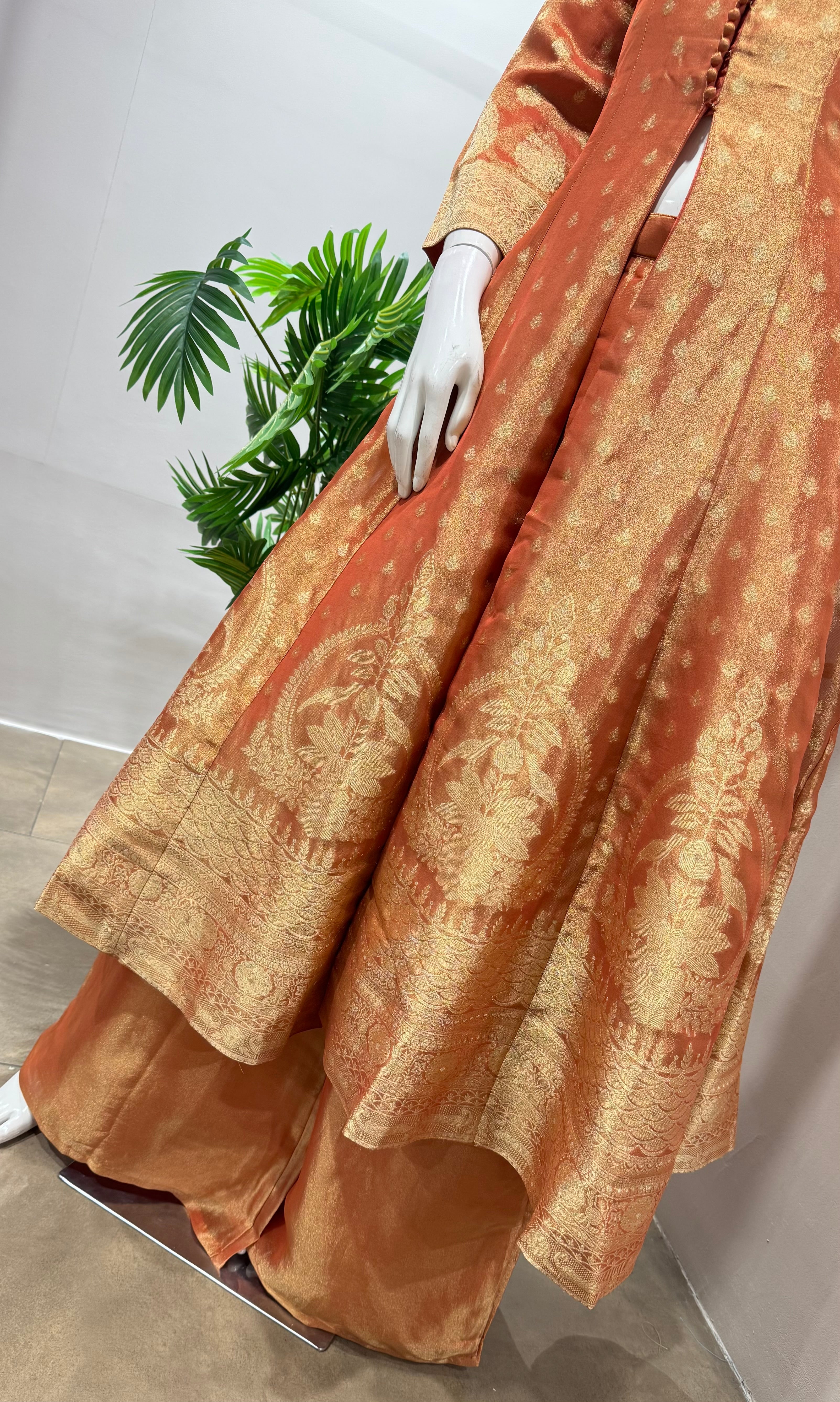 Rust ANARKALI WITH PALAZZO PANTS
