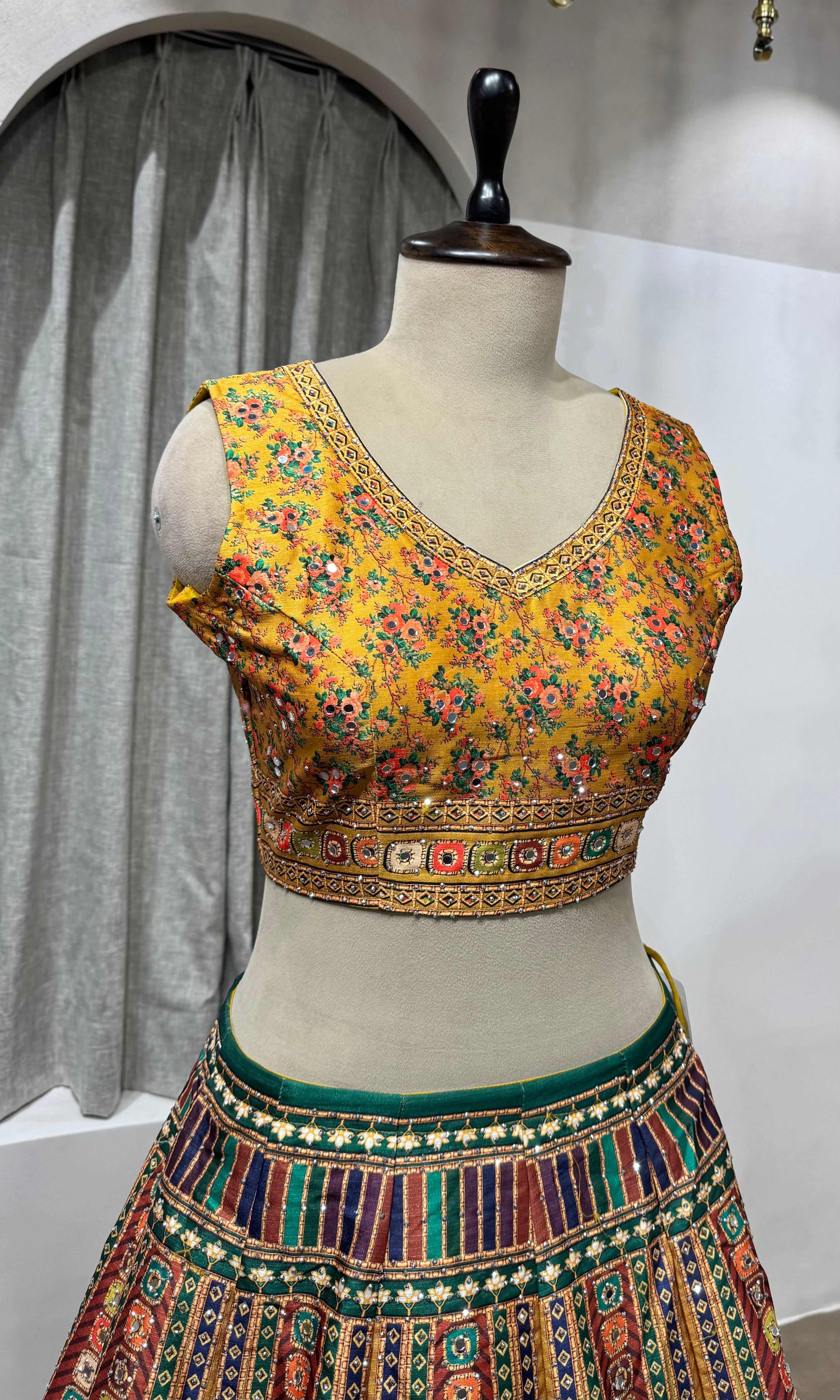 Yellow Multicolor Embroidered Lehenga Set