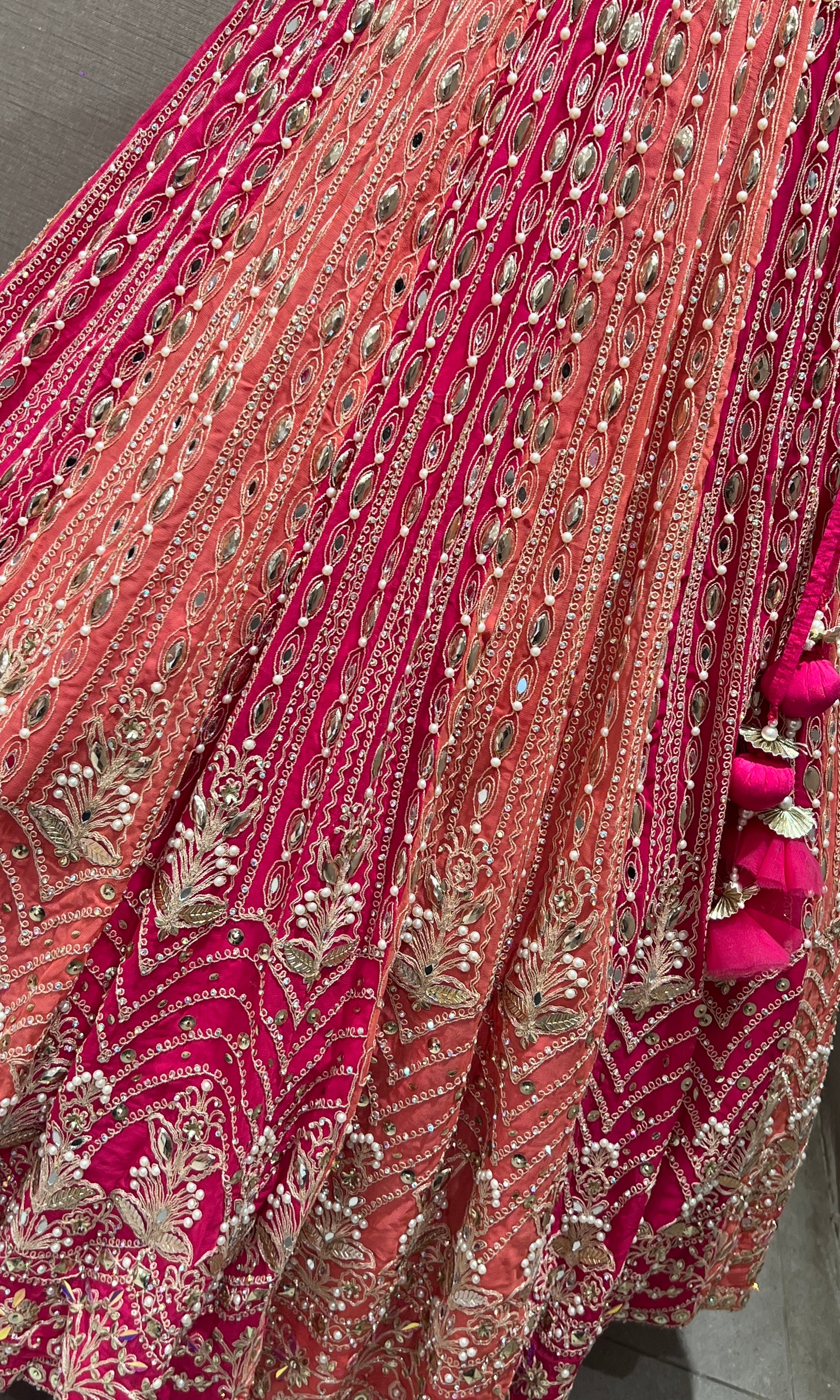 Pink PEACH INTRICATE EMBROIDERED Lehenga