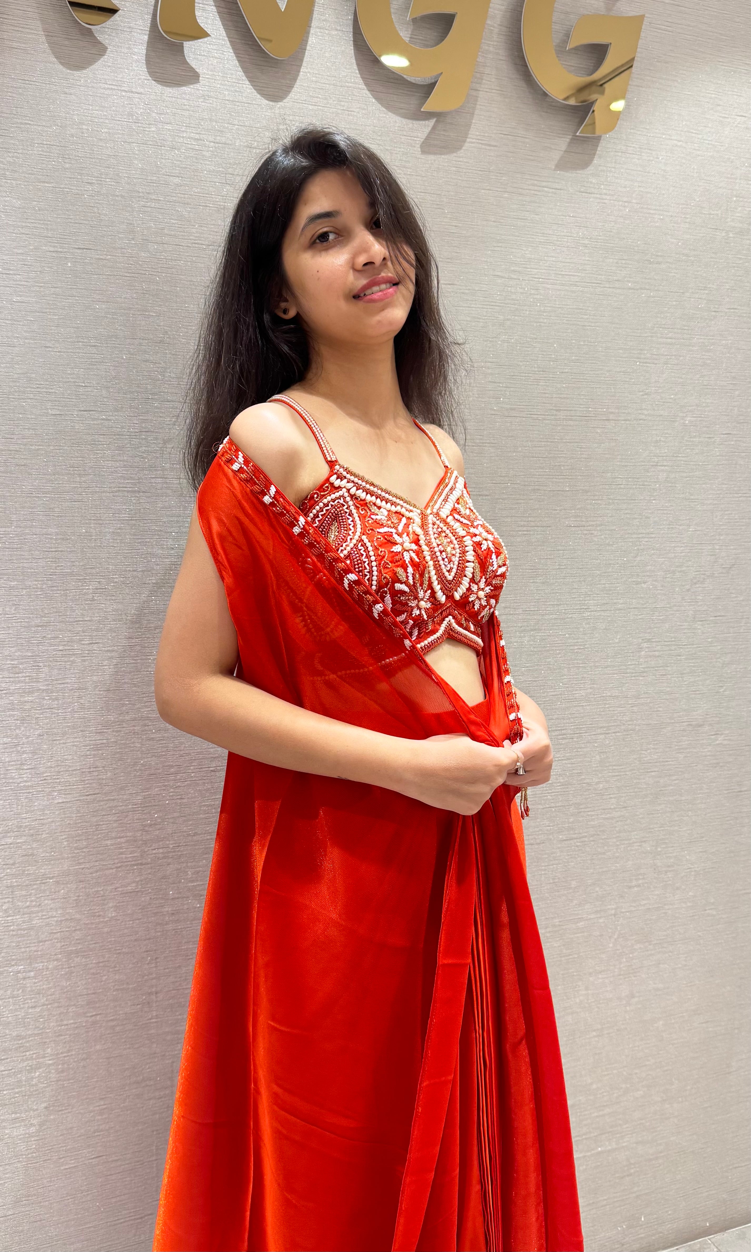 RUST 3 PIECE INDO WESTERN DRESS