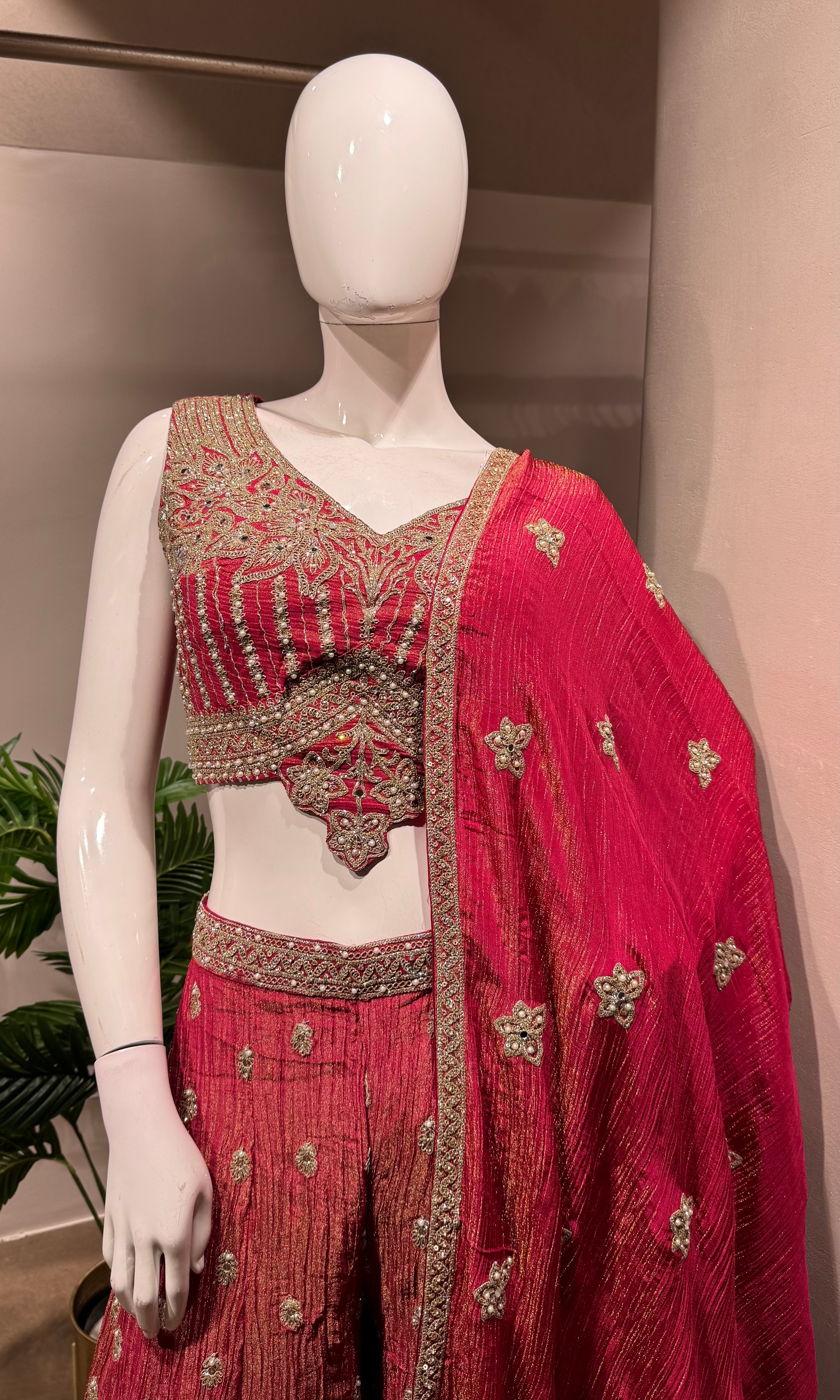 Rani Silk Palazzo with Zari and Sequin Detailing