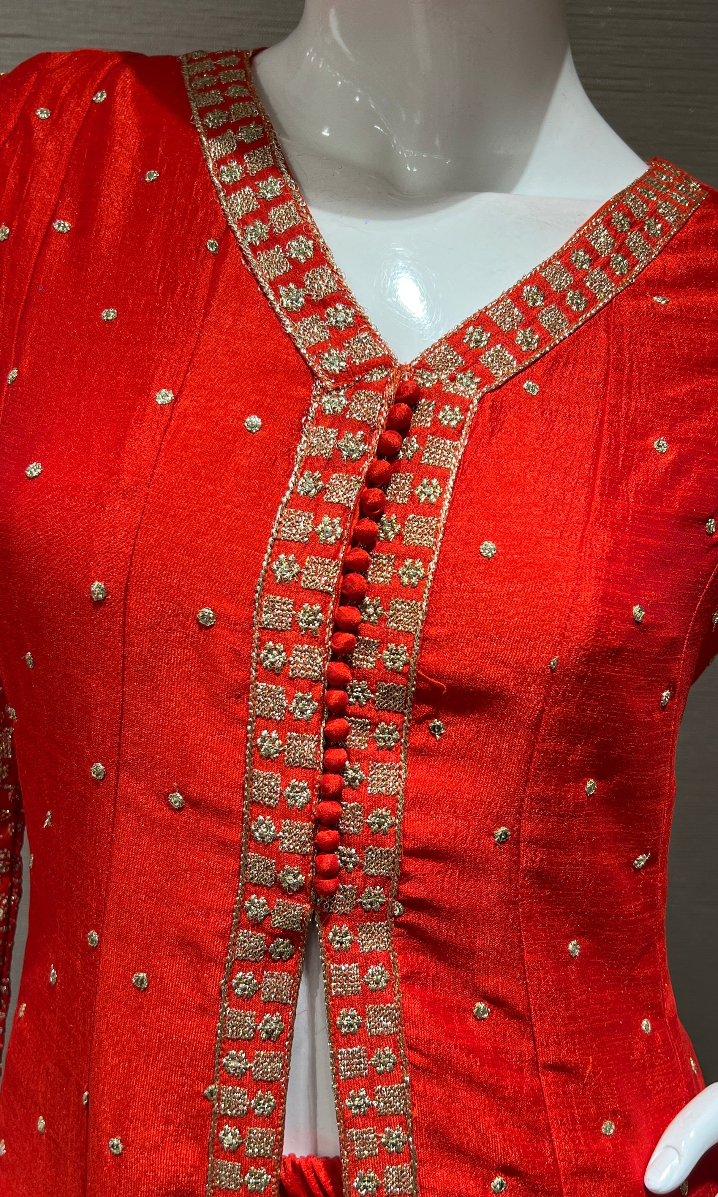 Orange embroidered front slit Anarkali